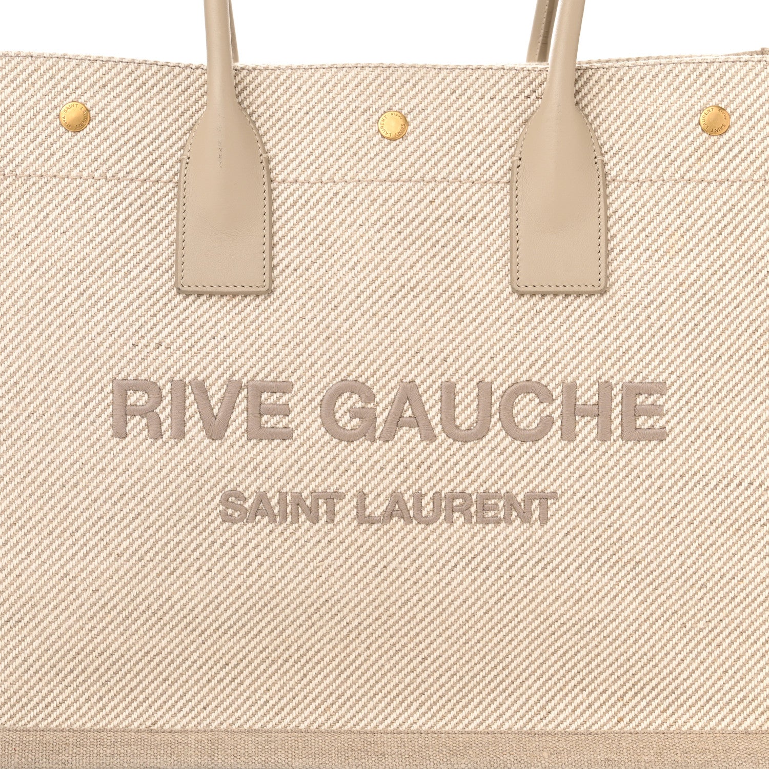 Saint Laurent Linen Calfskin Small Rive Gauche Tote Beige Sea Salt 8 of 12