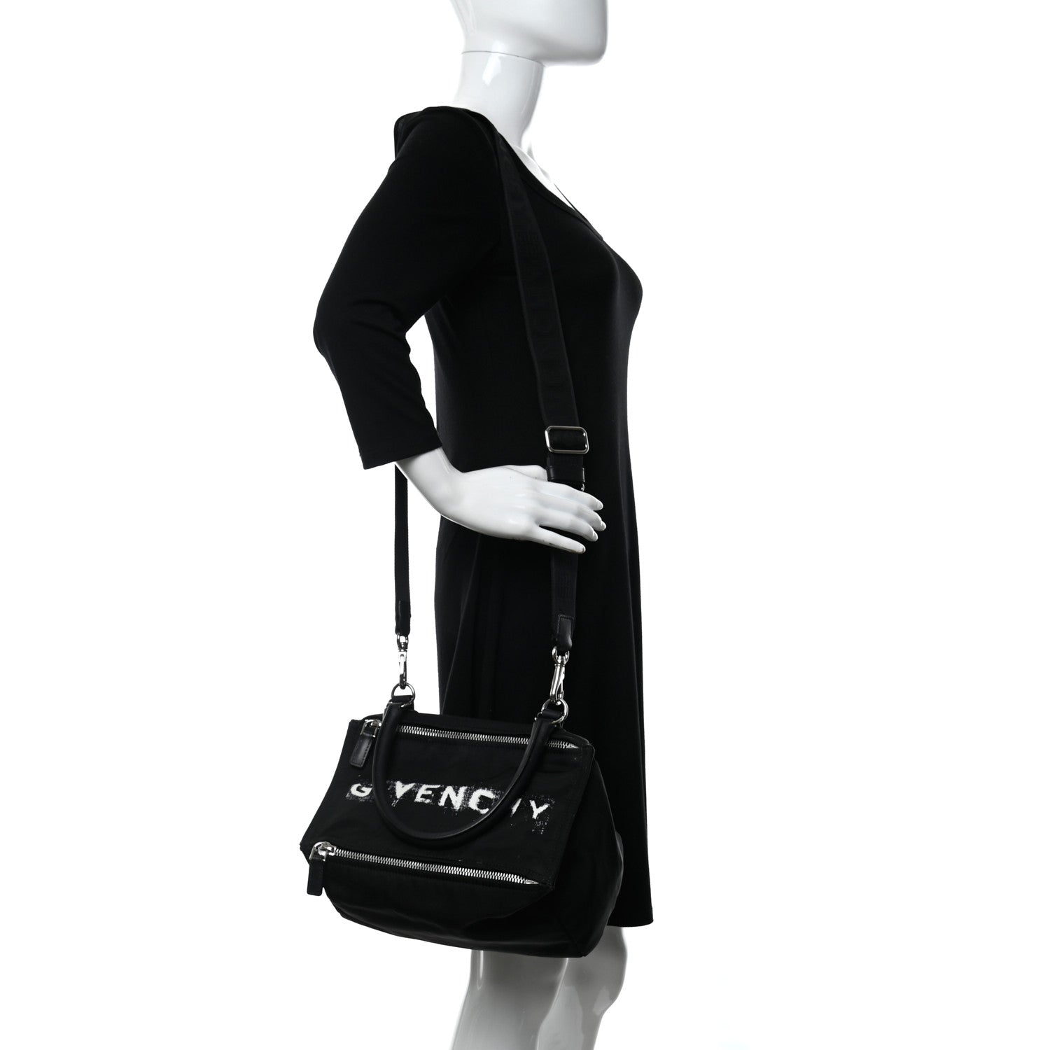 Givenchy Nylon Logo Small Pandora Black White 2 of 14