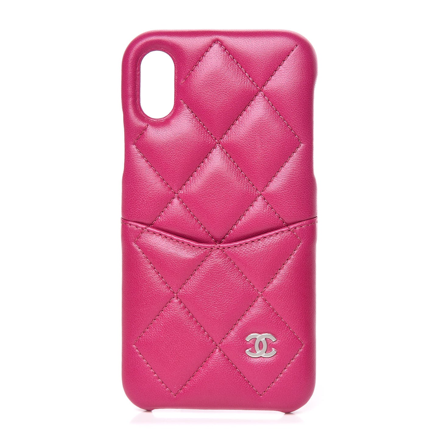 Lambskin Quilted iPhone X Coco Tech Case Fuchsia
