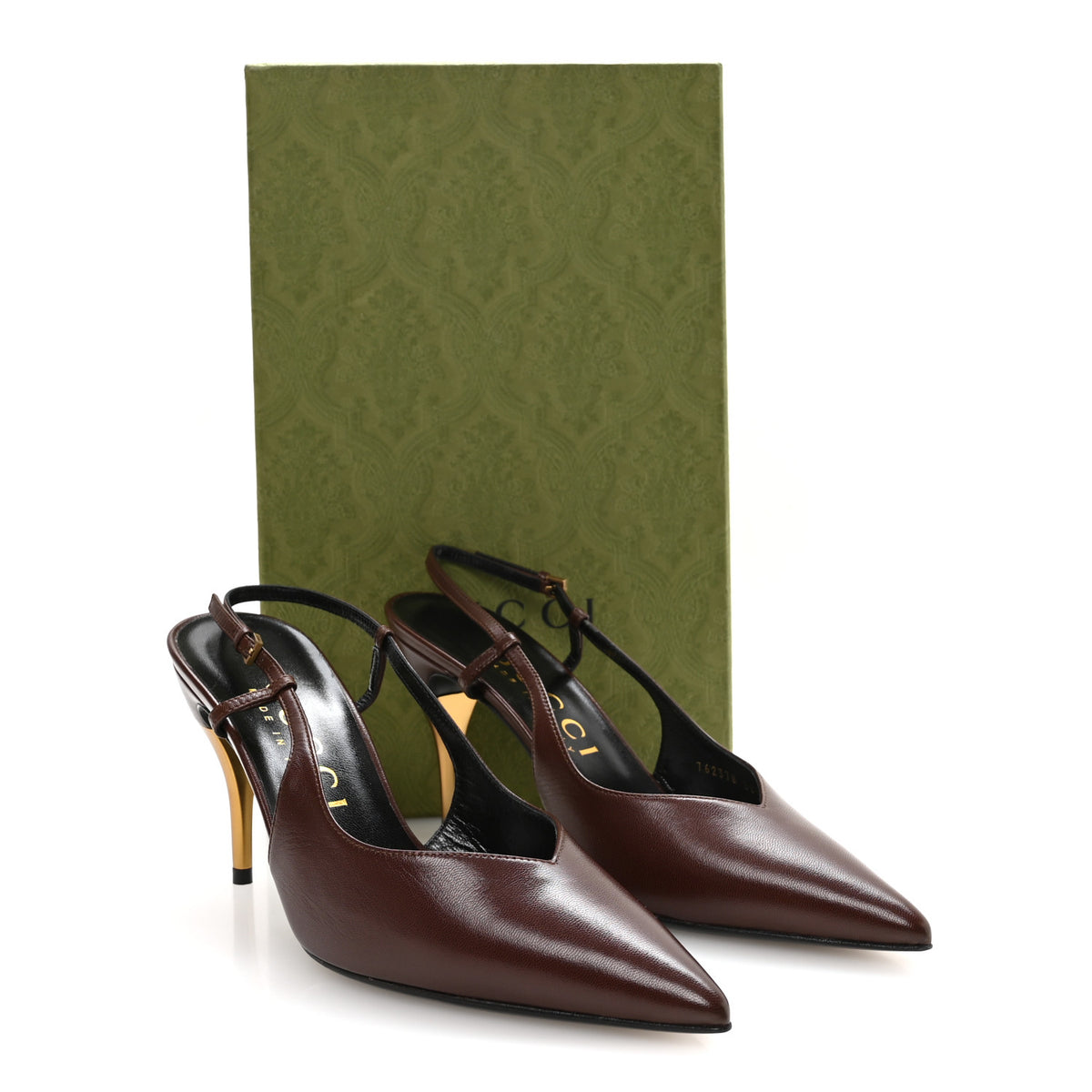 Calfskin Slingback Pumps 38.5 Dark Brown