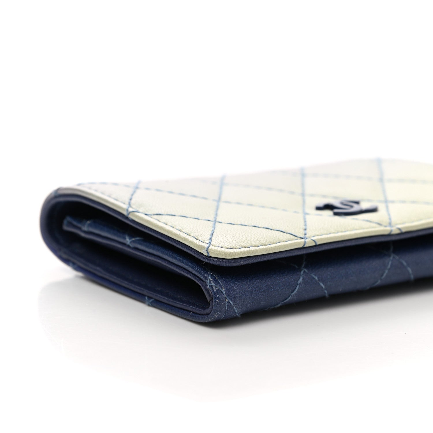 Chanel Faded Lambskin Quilted Card Holder Wallet Blue 9 of 12