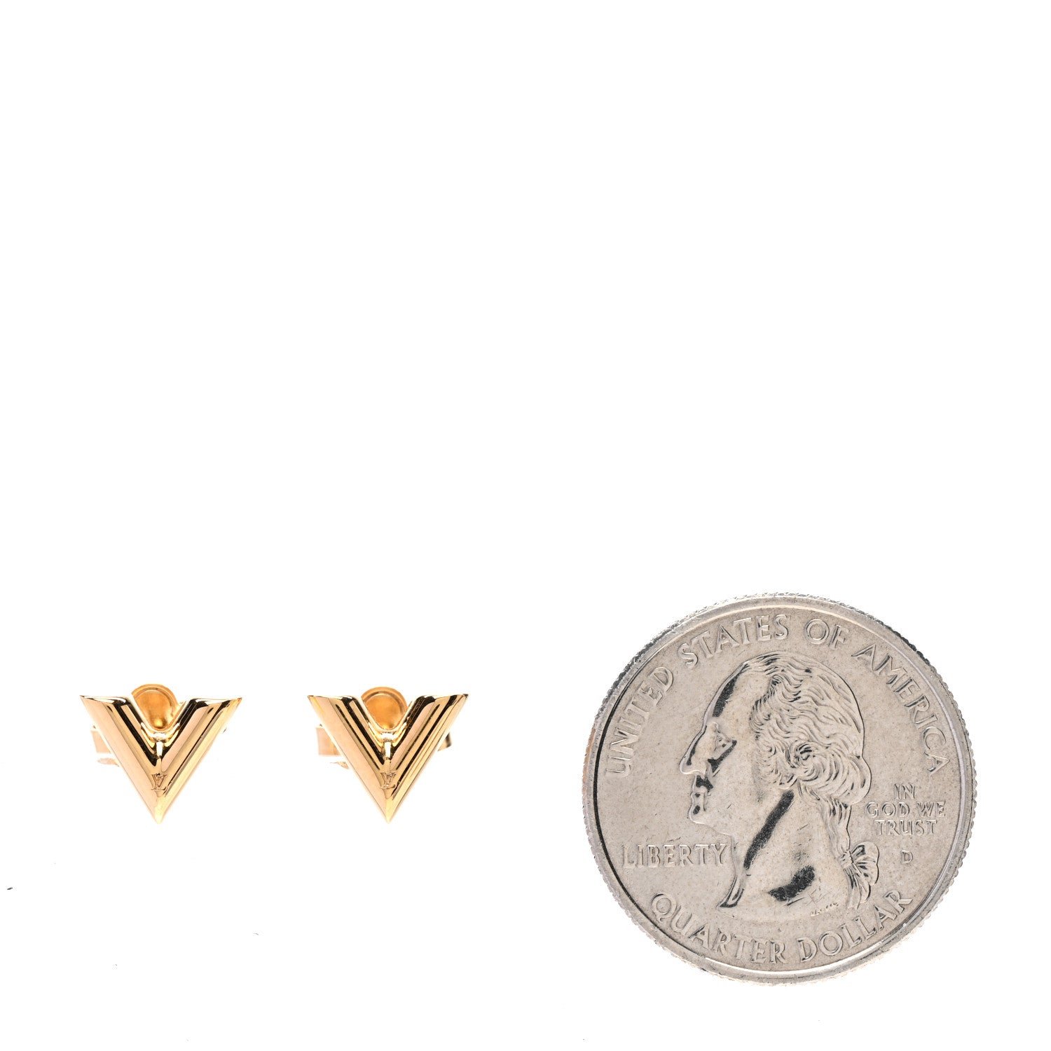 Louis Vuitton Brass Essential V Stud Earrings Gold 2 of 5