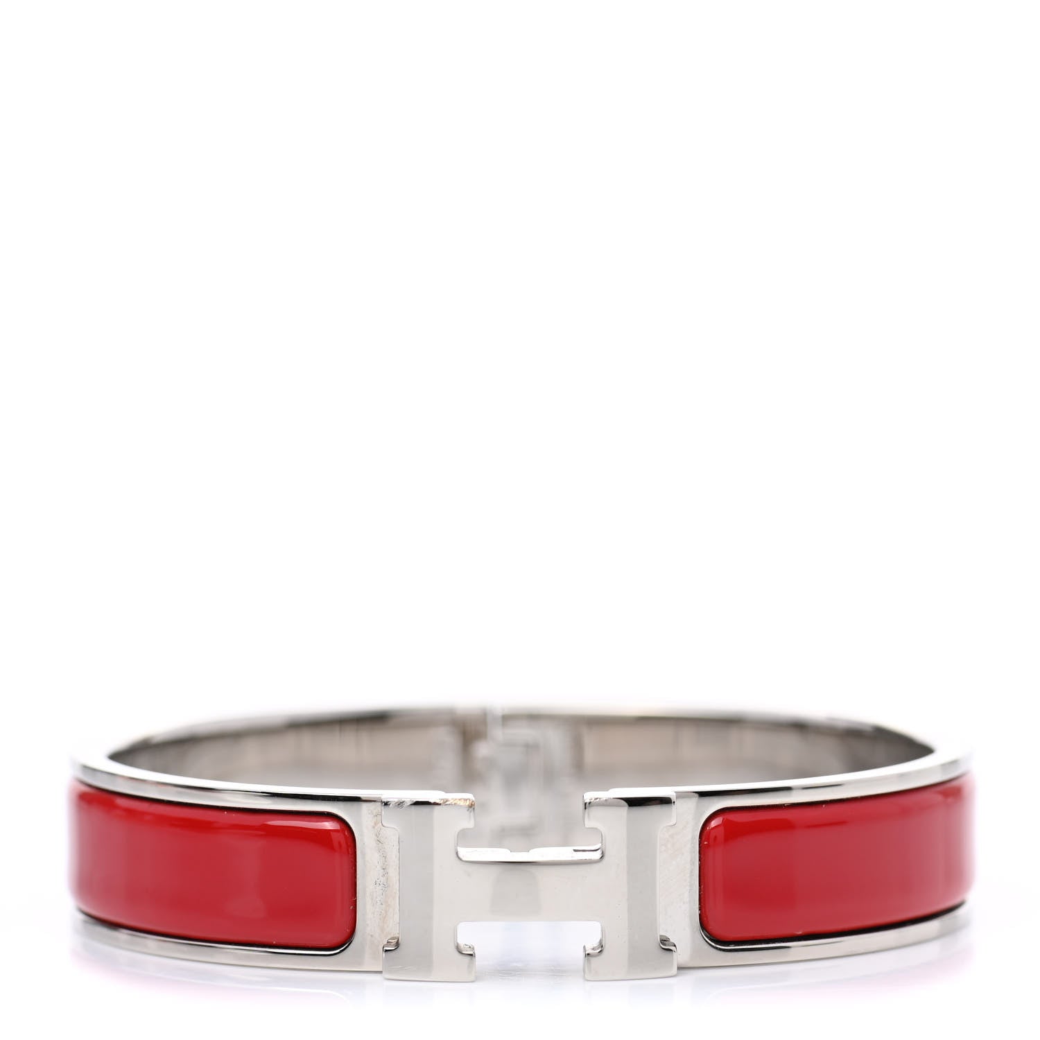 Hermes Enamel Narrow Clic Clac H Bracelet GM Rouge Vif 1 of 5