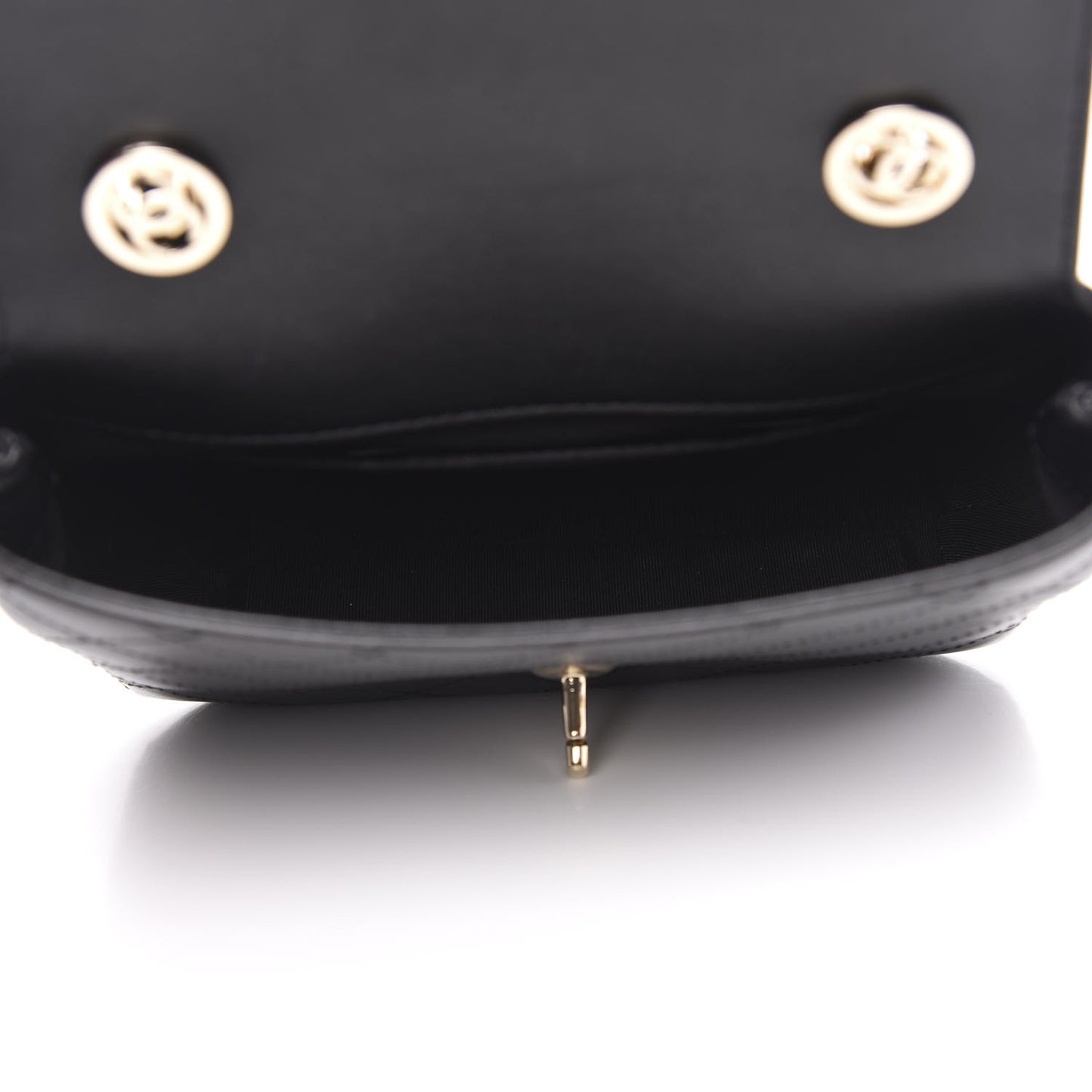 Calfskin Stitched Small Covered CC Flap Bag Black