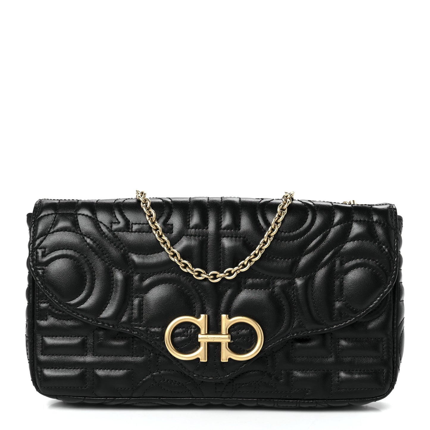 Calfskin Quilted Gancini Mini Bag Black