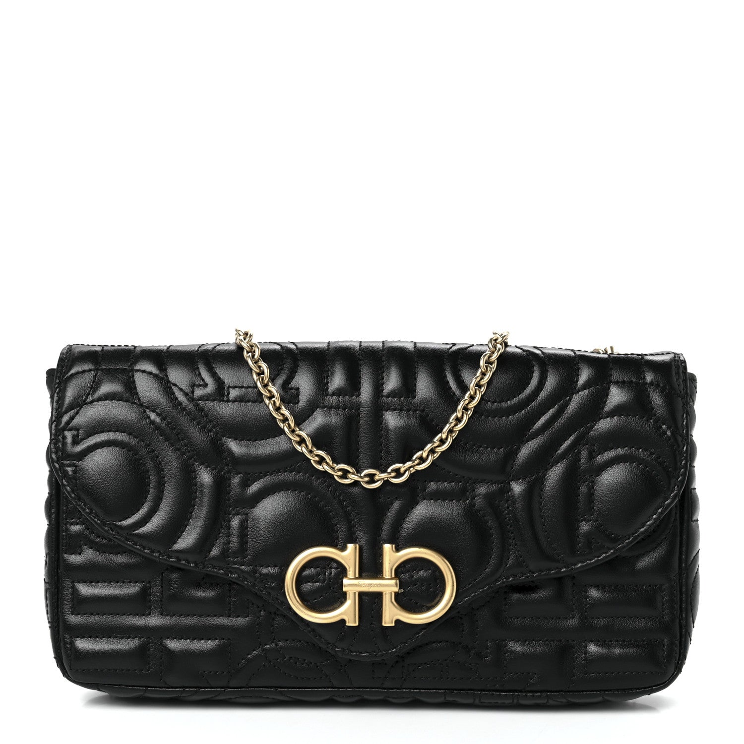 Salvatore Ferragamo Calfskin Quilted Gancini Mini Bag Black 1 of 11