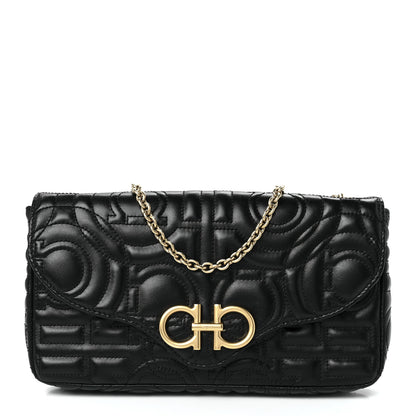 Salvatore Ferragamo Calfskin Quilted Gancini Mini Bag Black 1 of 11