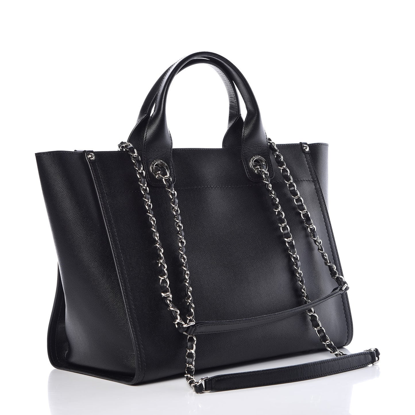 Caviar Small Studded Deauville Tote Black