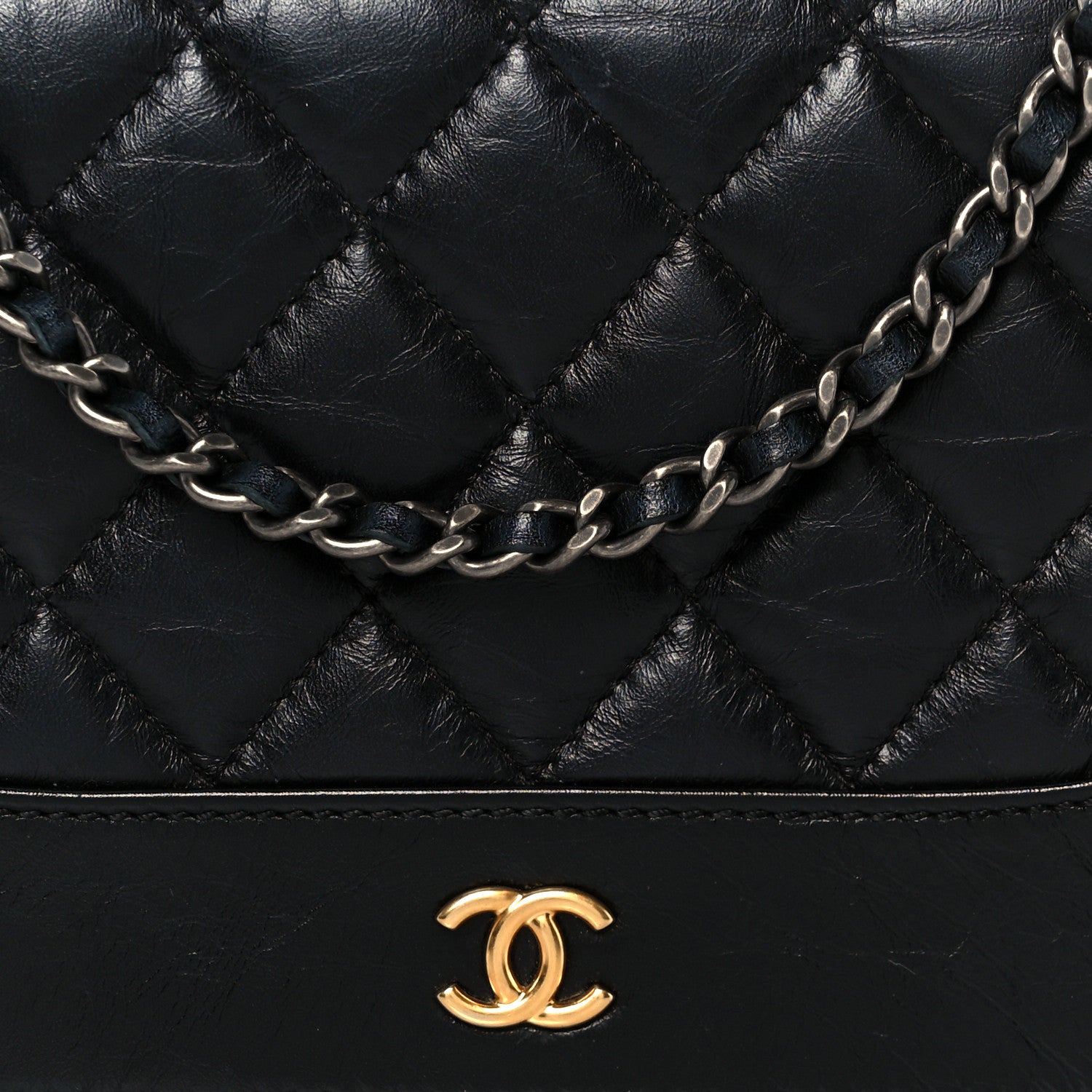 Chanel Aged Calfskin Quilted Gabrielle Wallet On Chain WOC Black 9 of 11