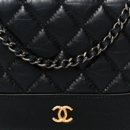 Chanel Aged Calfskin Quilted Gabrielle Wallet On Chain WOC Black 9 of 11