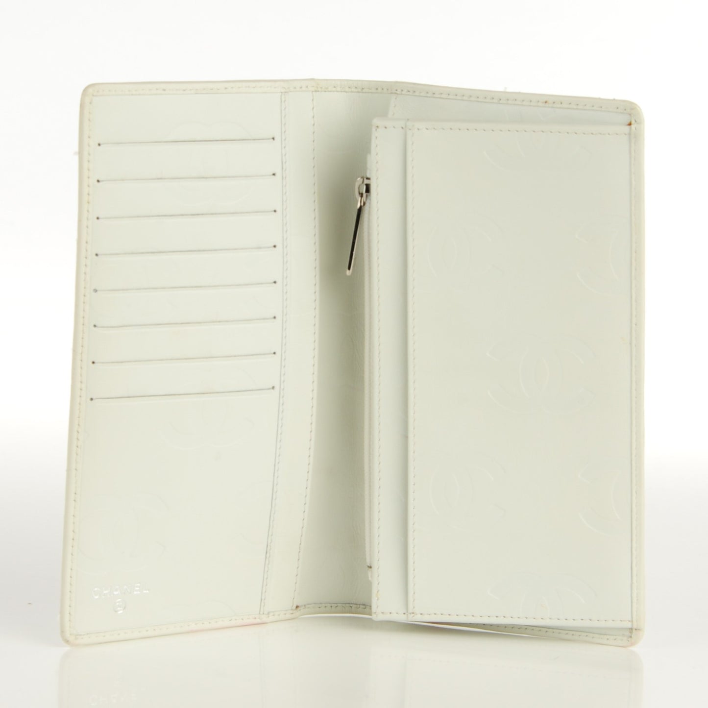 Calfskin Python Quilted Cambon Yen Wallet White