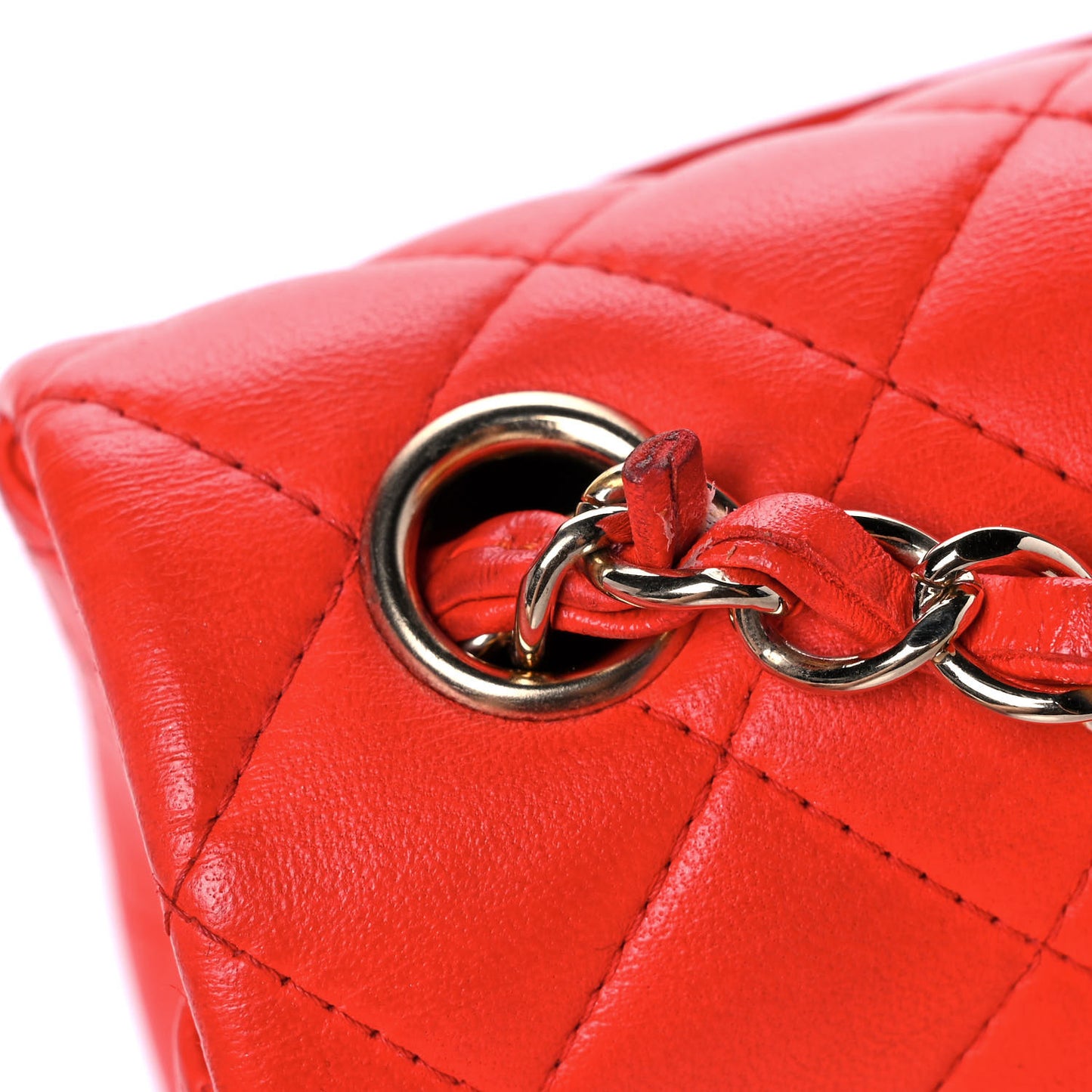 Lambskin Quilted Mini Rectangular Flap Orange