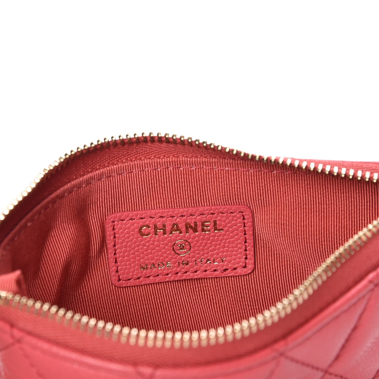 Caviar Quilted Small Cosmetic Case Dark Pink