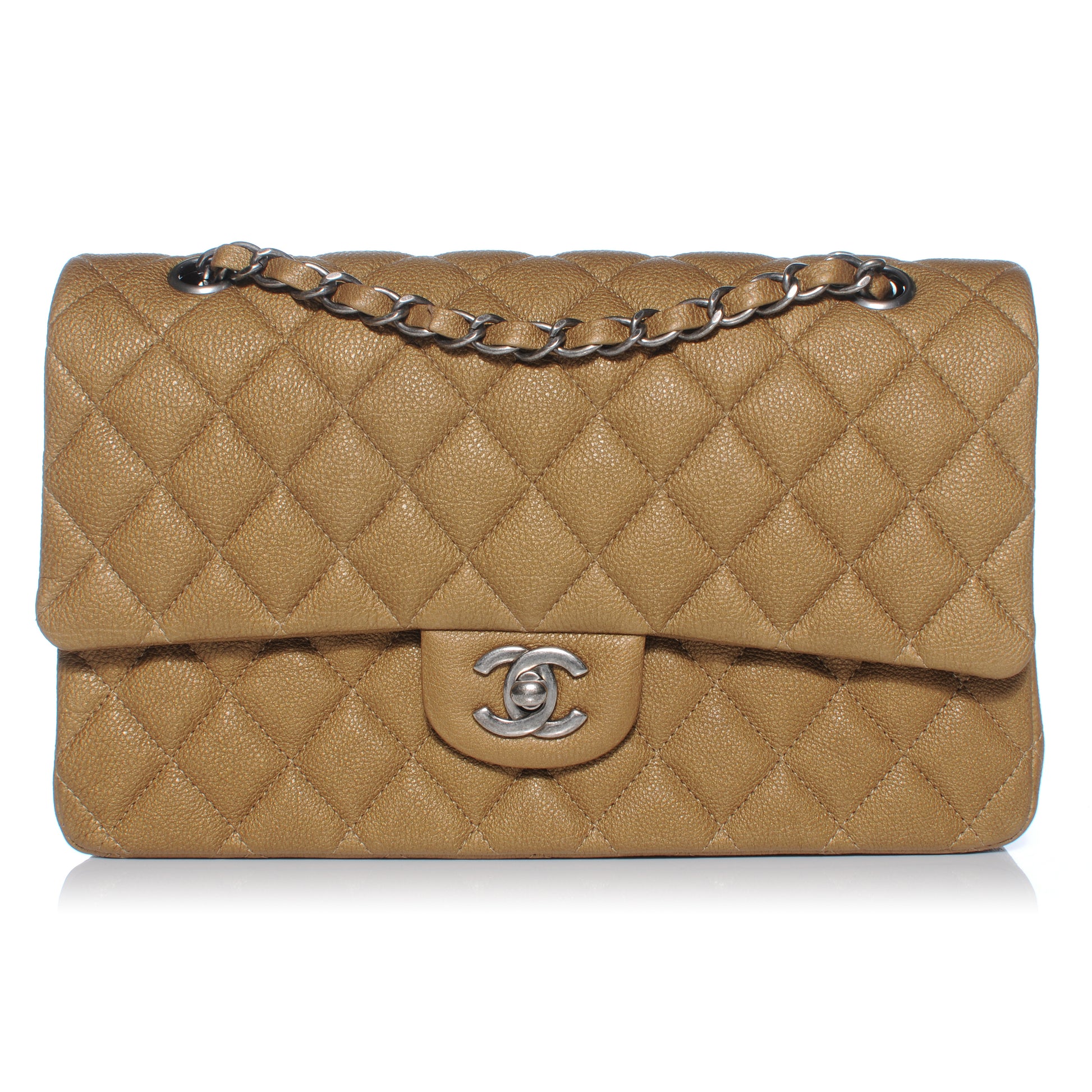 Chanel Grained Calfskin Medium Double Flap Dark Gold 13C 1 of 12