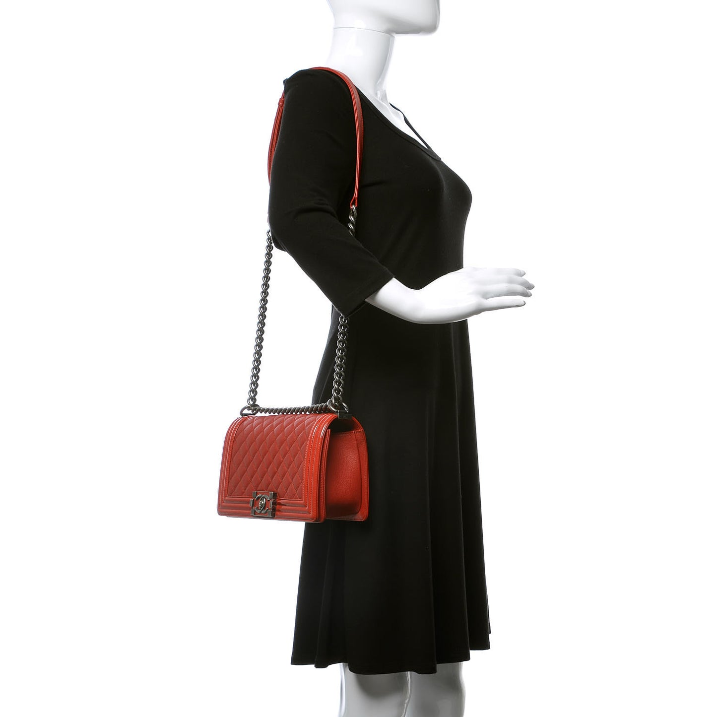 Goatskin Quilted Patent Medium Duo Boy Flap Red