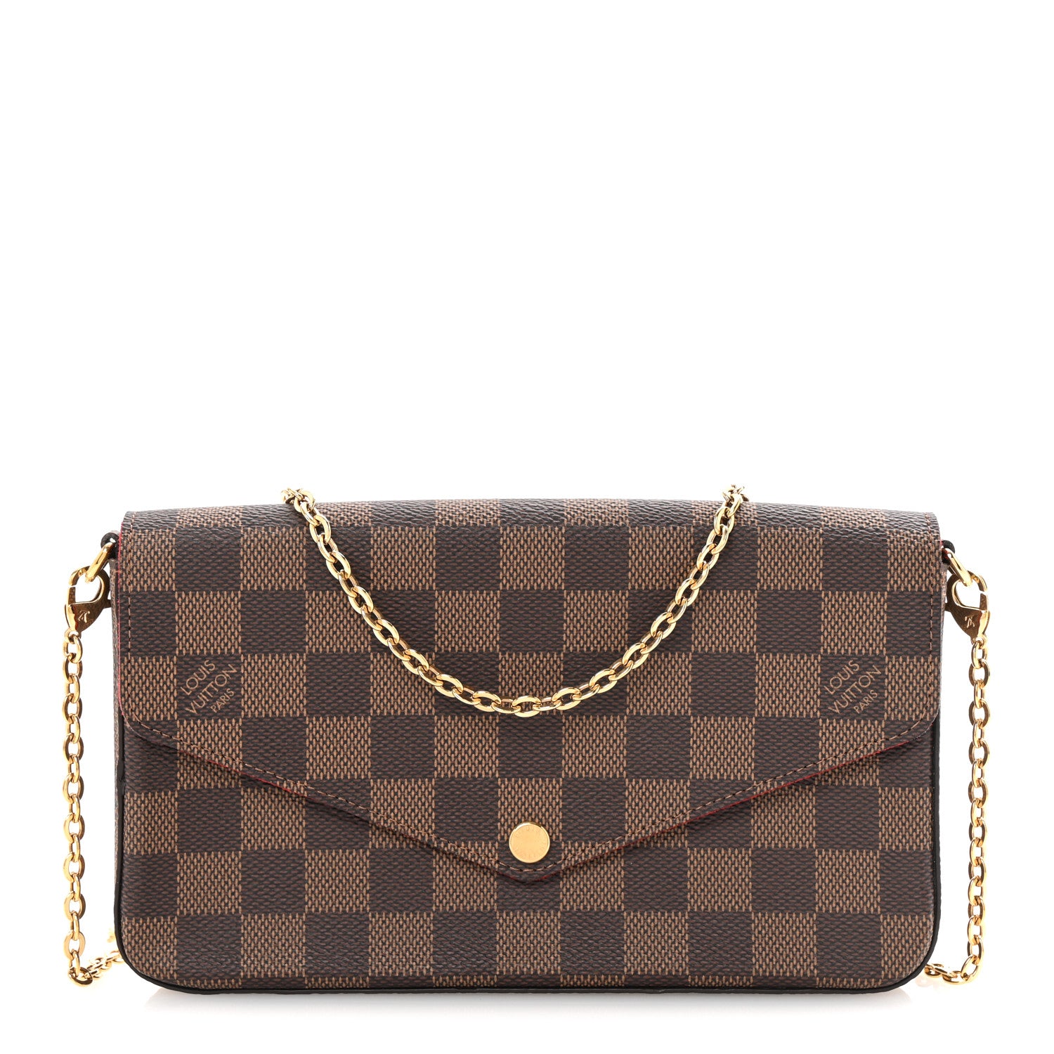 Louis Vuitton Damier Ebene Pochette Felicie Chain Wallet 1 of 9