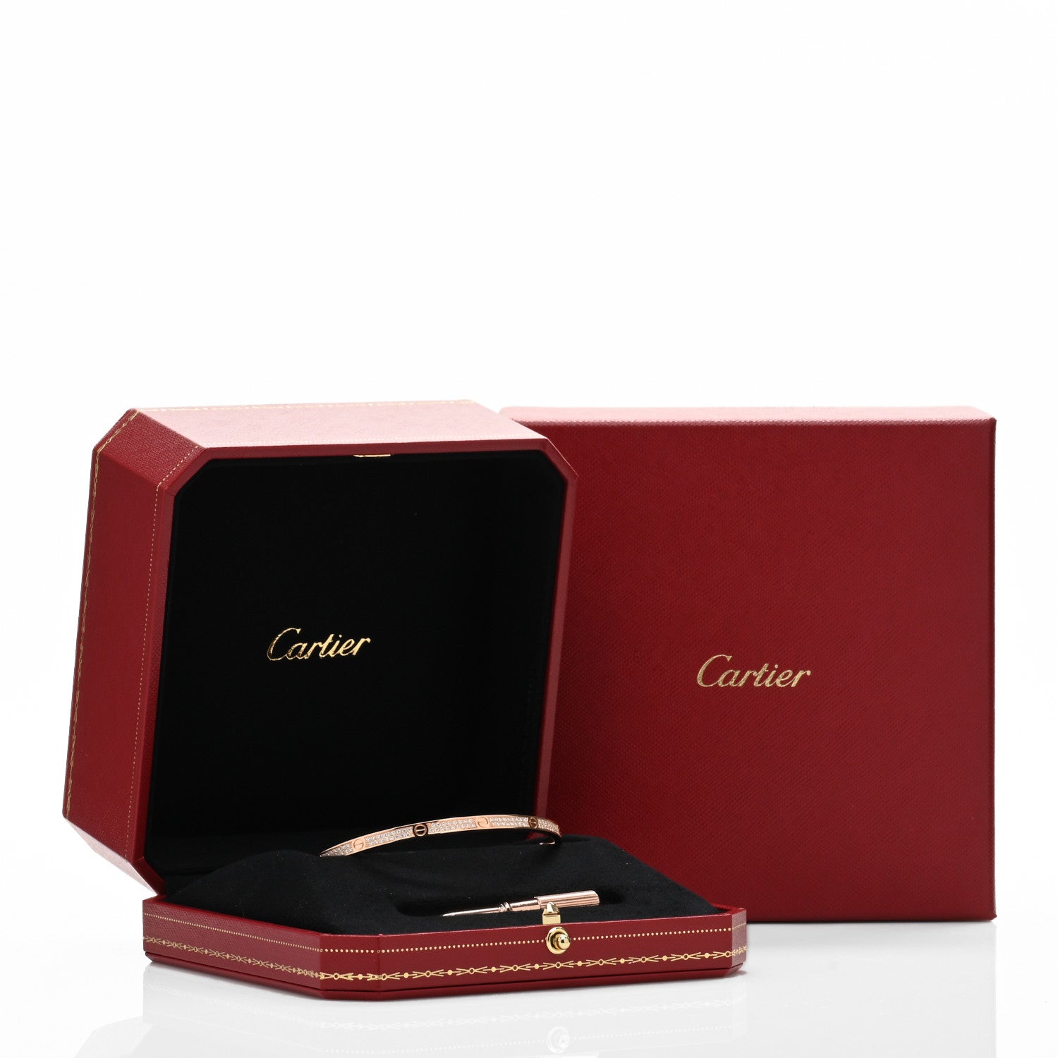 Cartier 18K Pink Gold Diamond Small LOVE Paved Bracelet 19 5 of 5