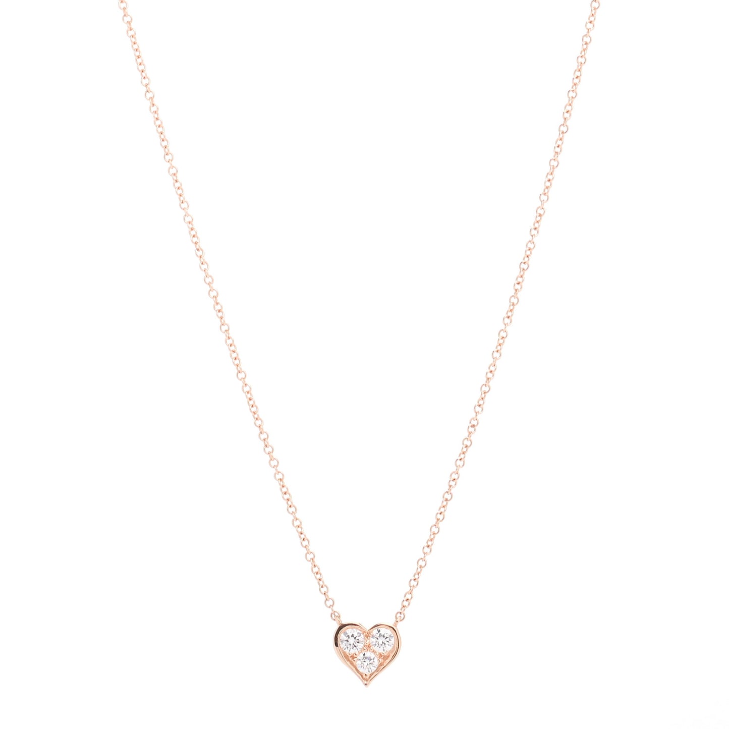 18K Rose Gold Diamond Heart Pendant Necklace