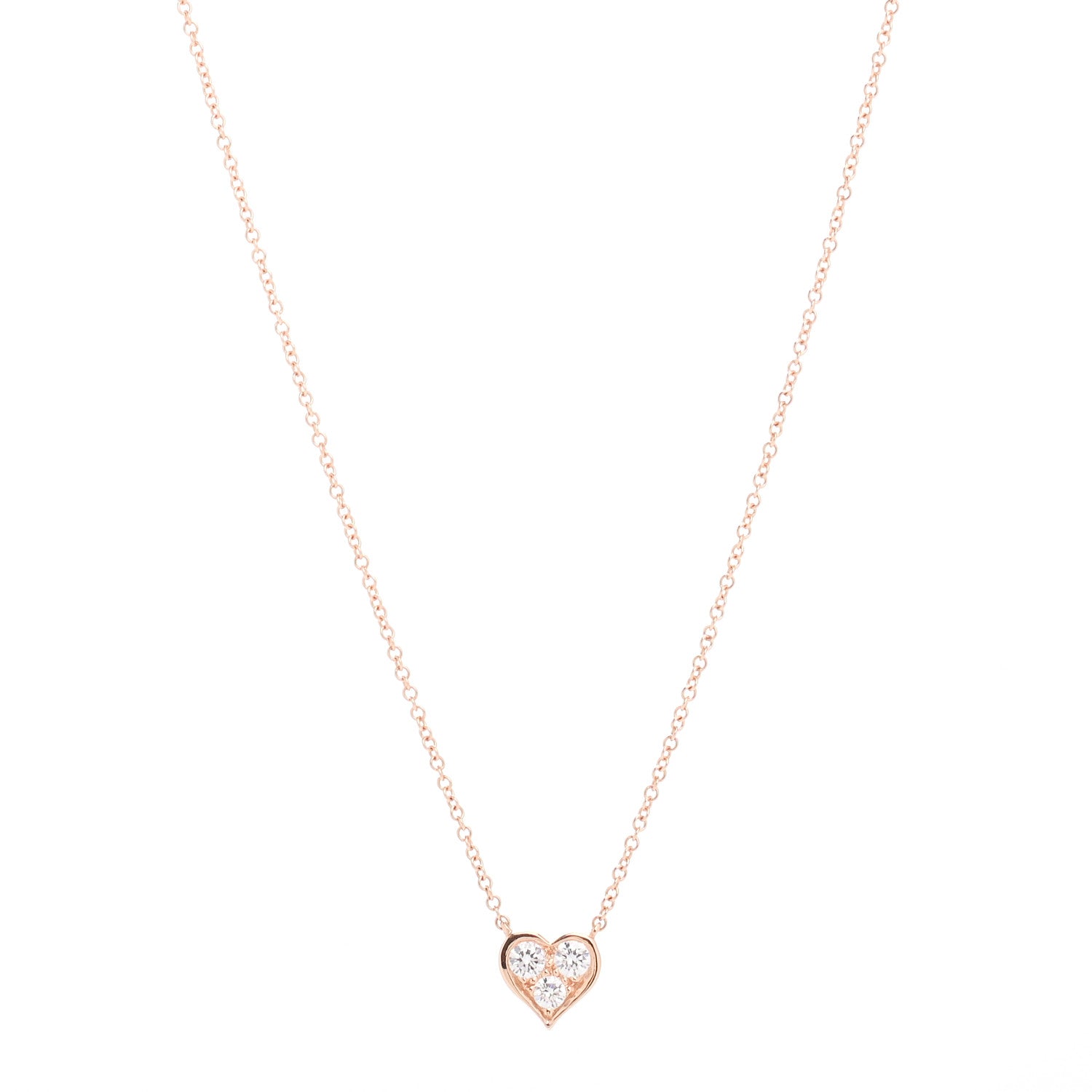 Tiffany 18K Rose Gold Diamond Heart Pendant Necklace 1 of 5