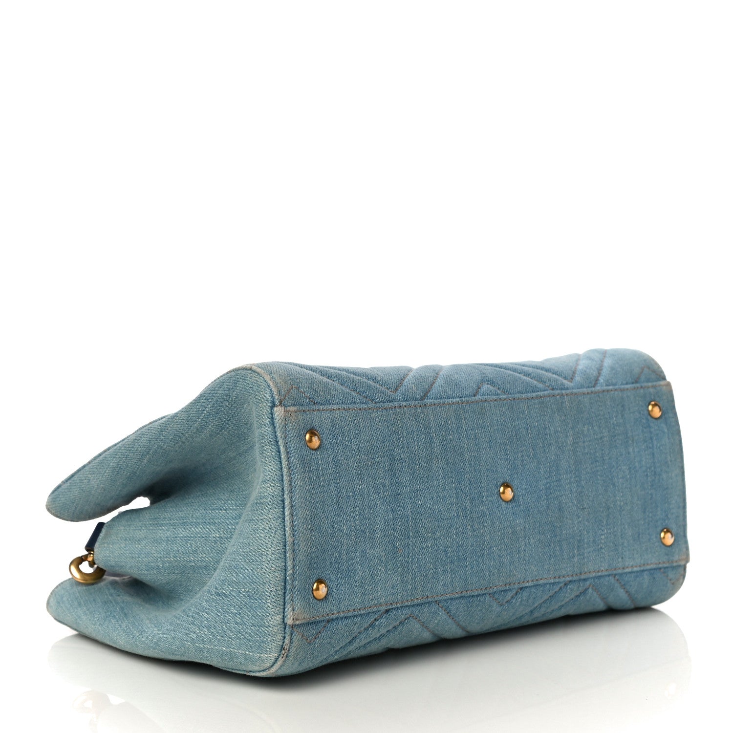Gucci Denim Matelasse Small Pearly GG Marmont Tote Blue 4 of 16