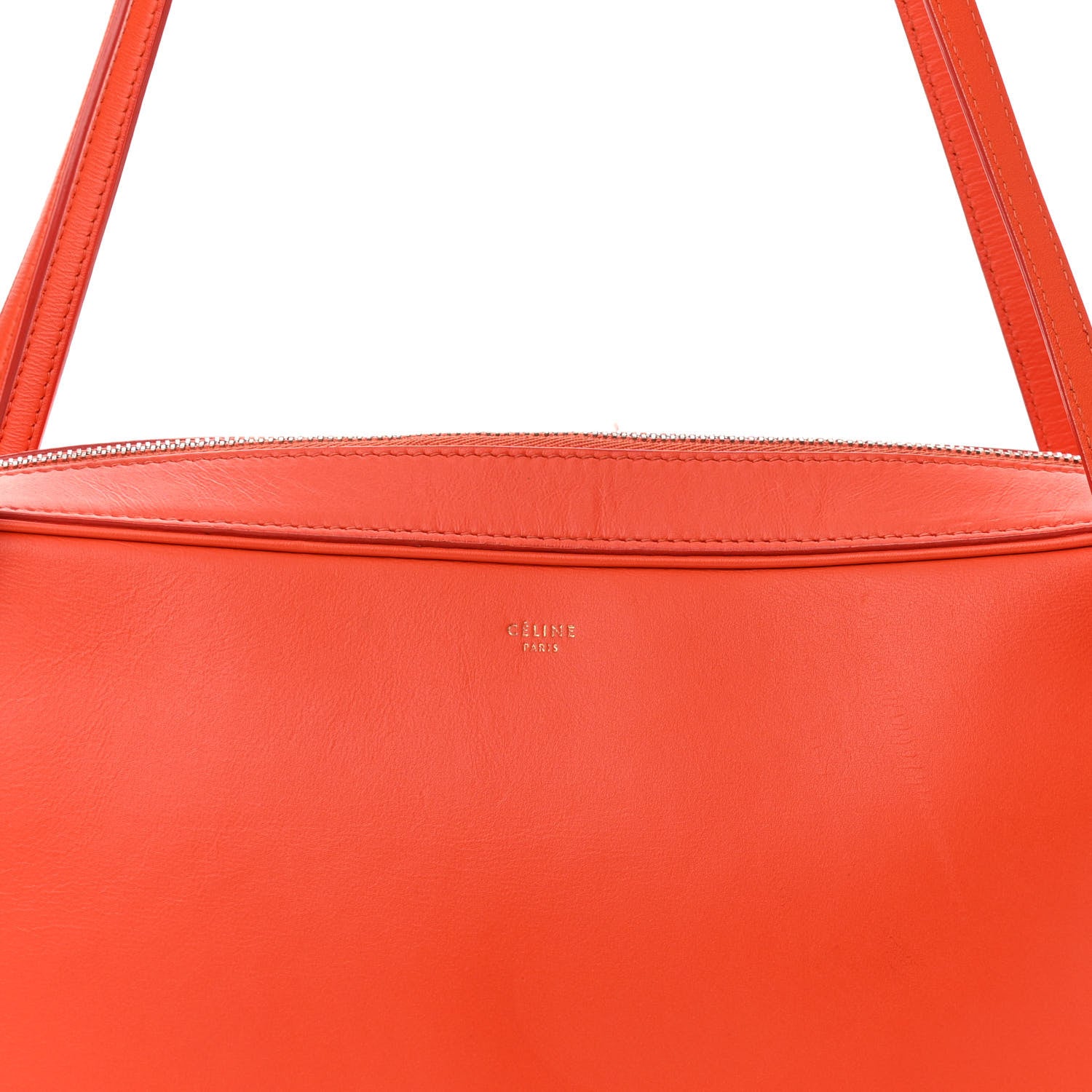 Celine Nappa Side Lock Dragonne Shoulder Bag Bright Orange 7 of 13
