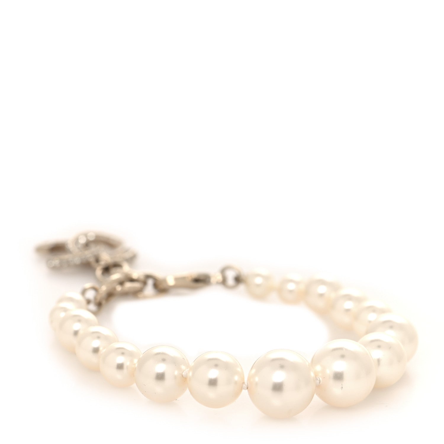 Chanel Pearl Crystal CC Bracelet Gold 3 of 5
