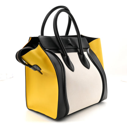 Celine Elephant Calfskin Mini Tri-Color Luggage Optic White Yellow 3 of 10