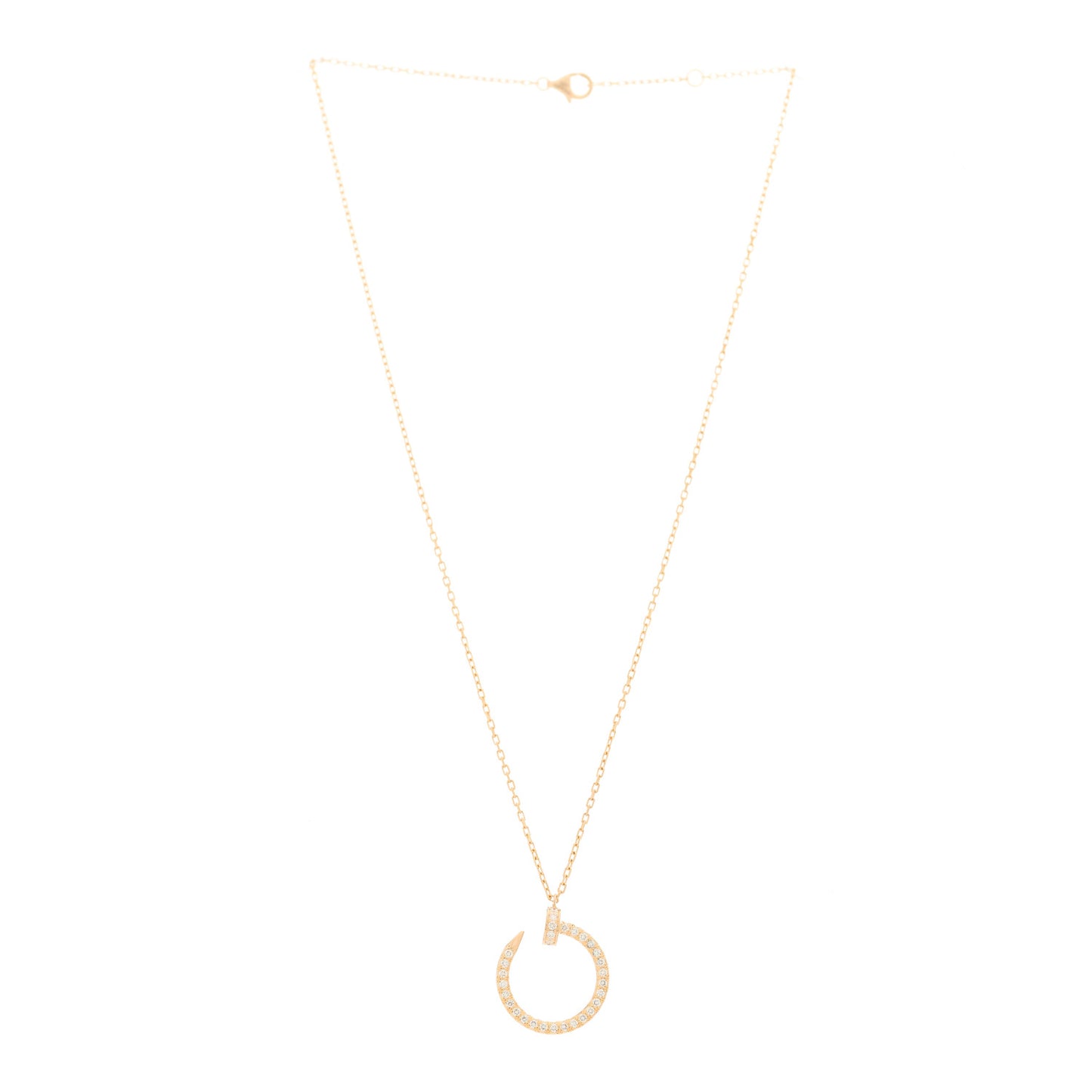 18K Pink Gold Diamond Juste Un Clou Paved Pendant Necklace