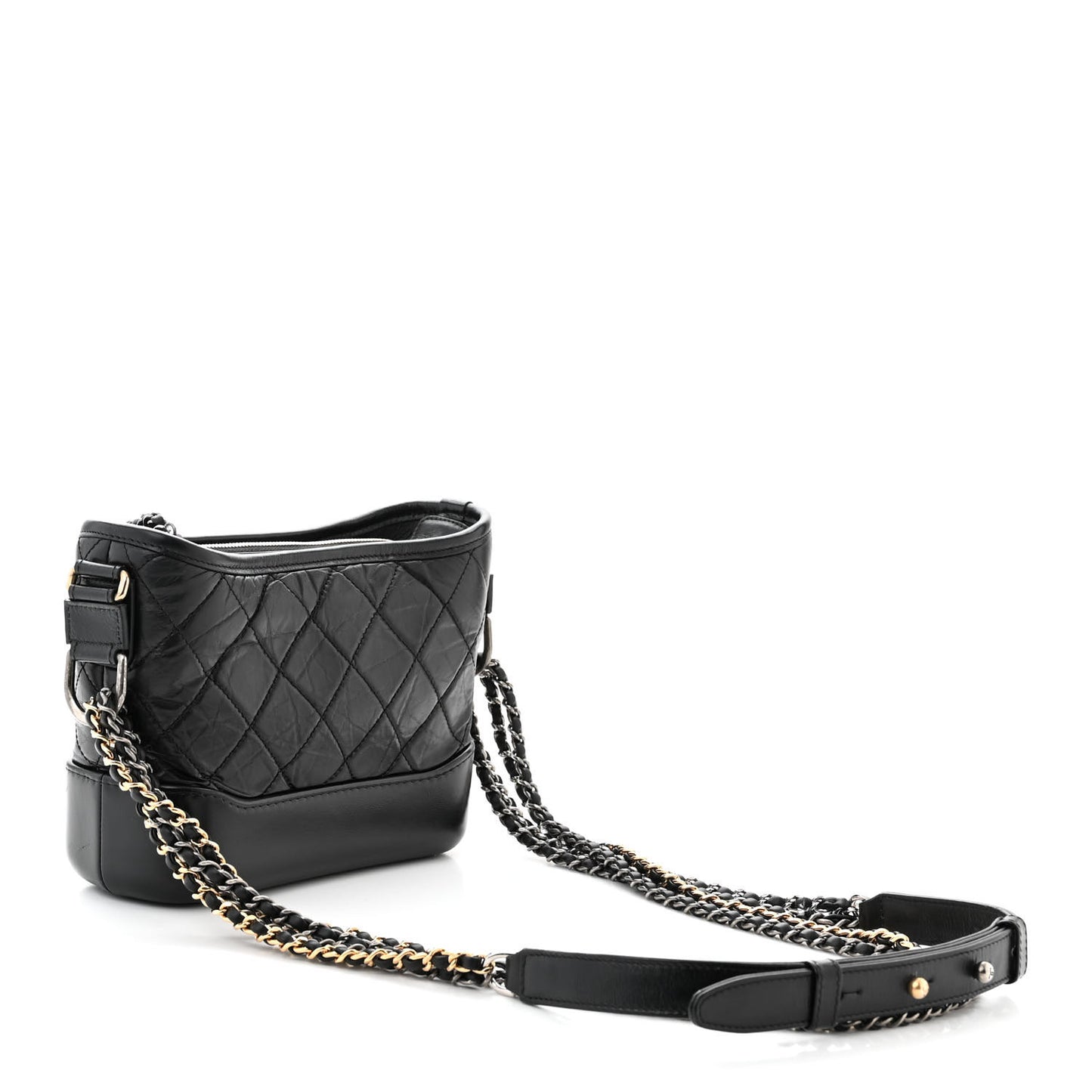 Aged Calfskin Quilted Small Gabrielle Hobo Black