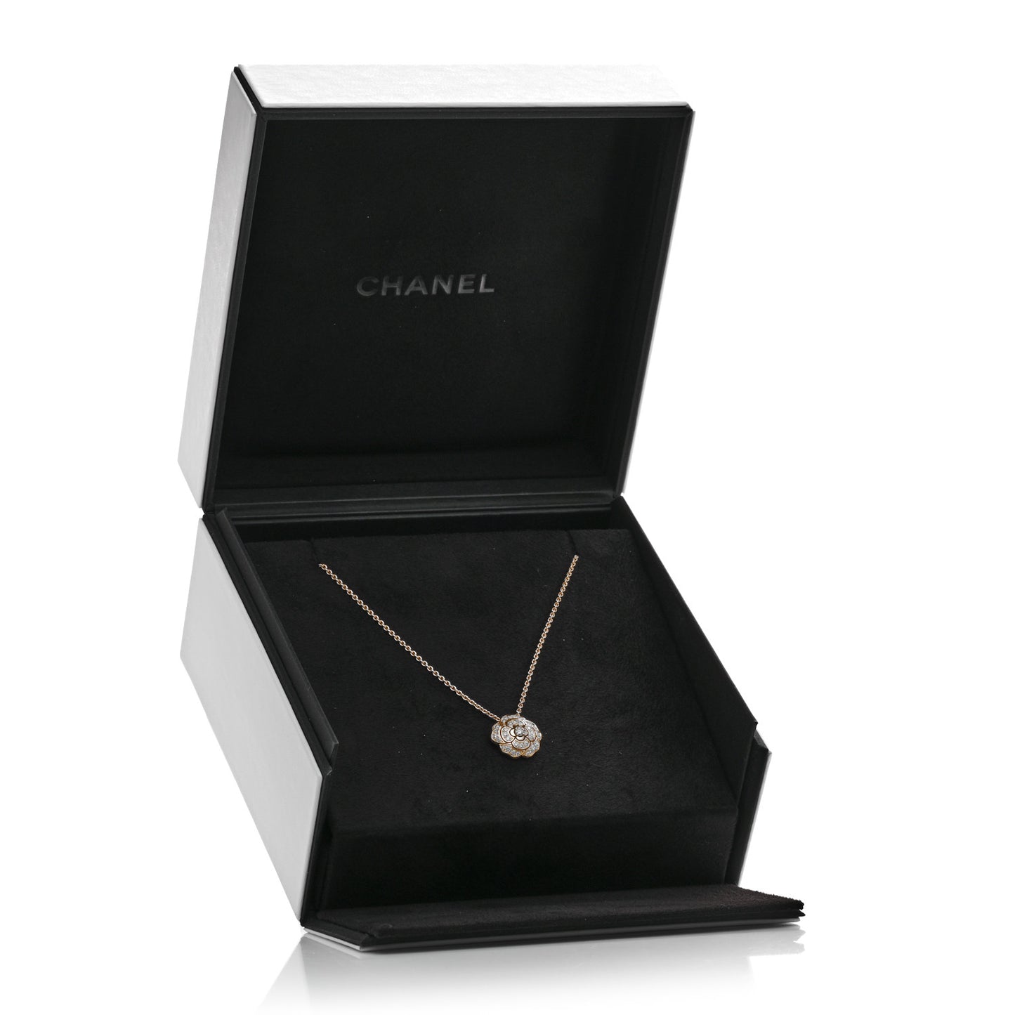 18K Yellow Gold Diamond Bouton de Camelia Pendant Necklace