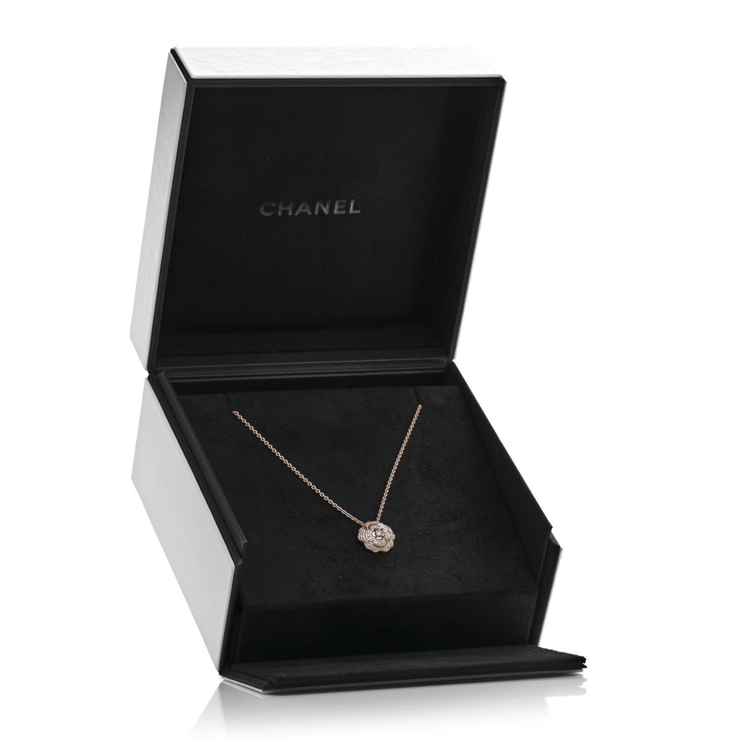 Chanel 18K Yellow Gold Diamond Bouton de Camelia Pendant Necklace 7 of 7