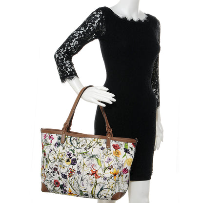 Gucci Canvas Flora Infinity Medium Craft Tote White Multicolor Acero 2 of 9