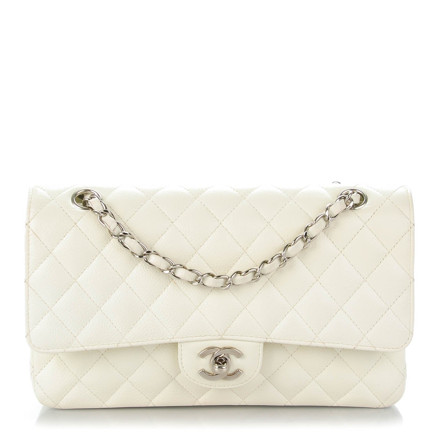 Chanel Caviar Quilted Medium Double Flap White 1 of 9