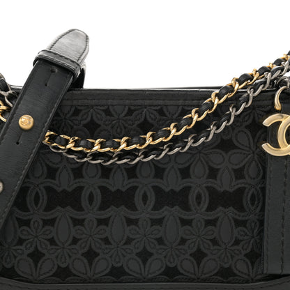 Chanel Calfskin Wool Felt Embossed Small Gabrielle Logo Hobo Black 8 of 14