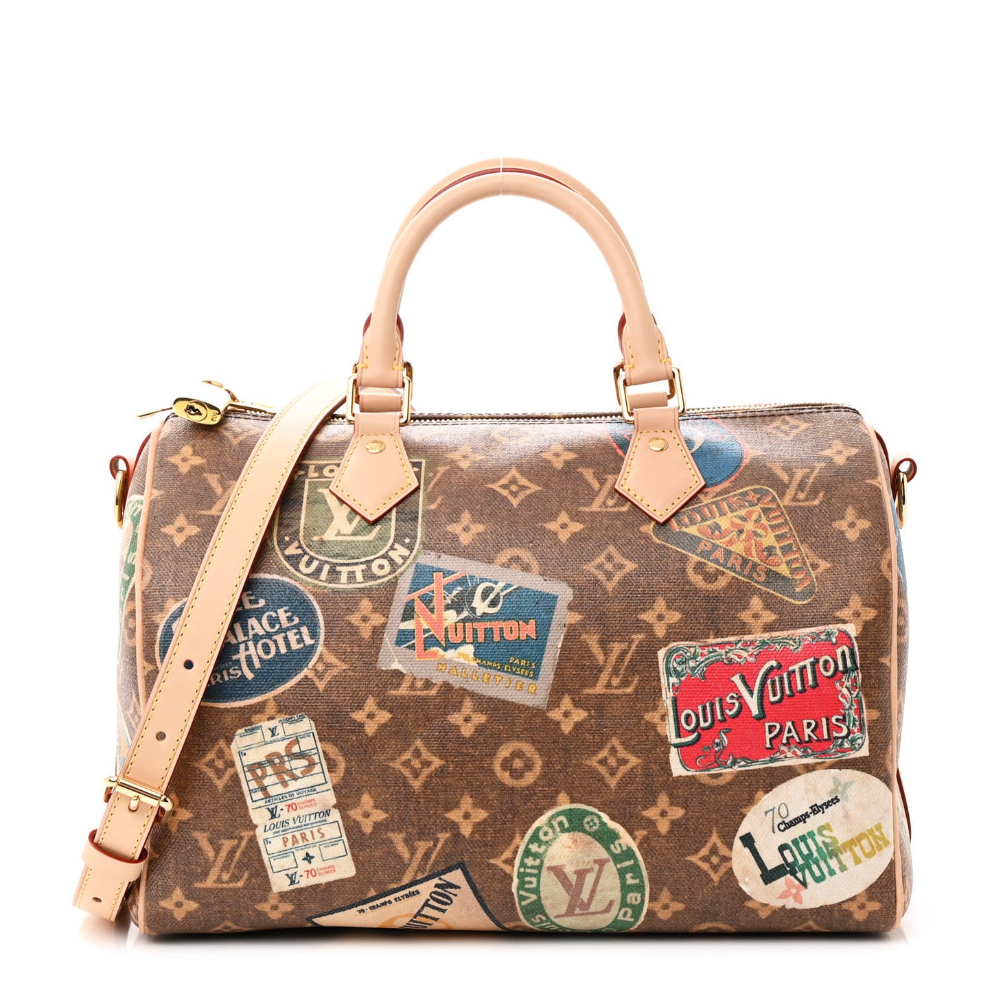 Monogram Hotel Labels Speedy Bandouliere 30