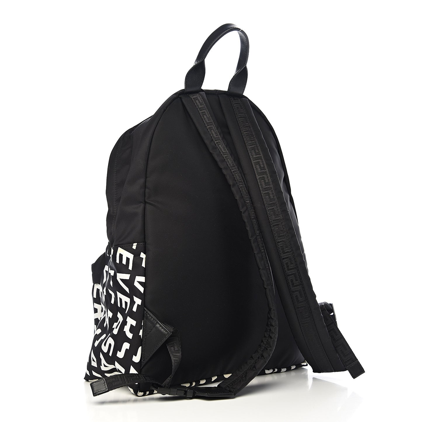 Nylon Logo Print Backpack Black White