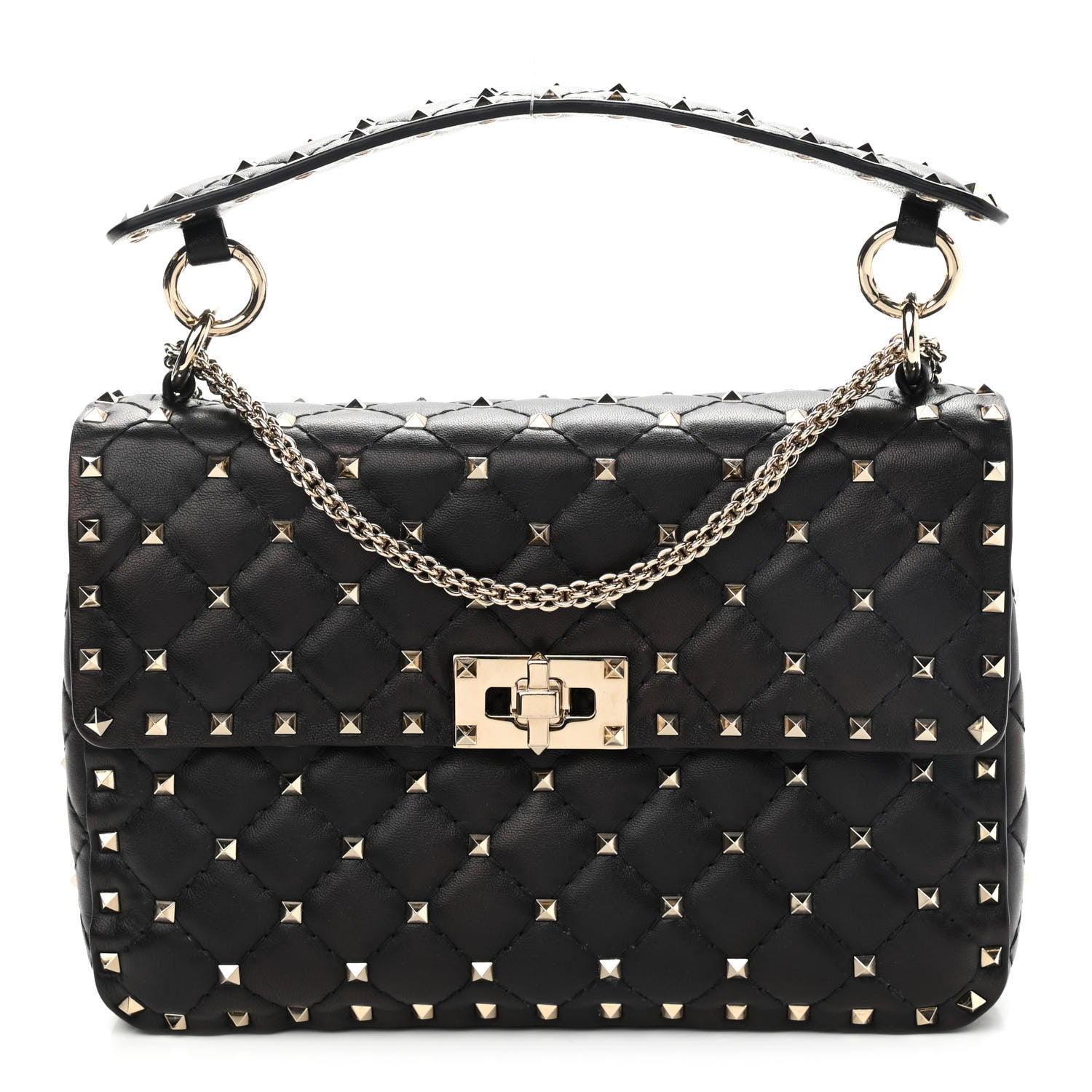 Valentino Garavani Lambskin Medium Rockstud Spike Shoulder Bag Black 1 of 9