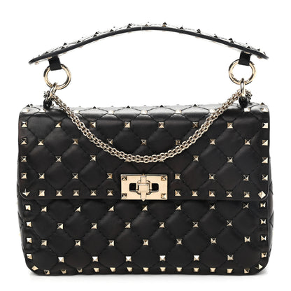 Valentino Garavani Lambskin Medium Rockstud Spike Shoulder Bag Black 1 of 9