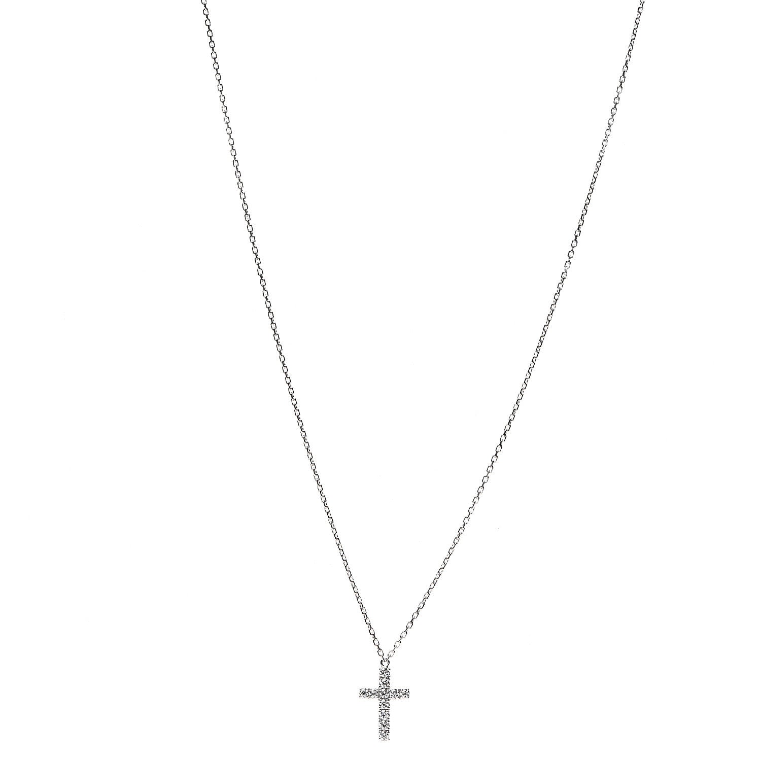 Cartier 18K White Gold Diamond Symbols Cross Pendant Necklace 1 of 5