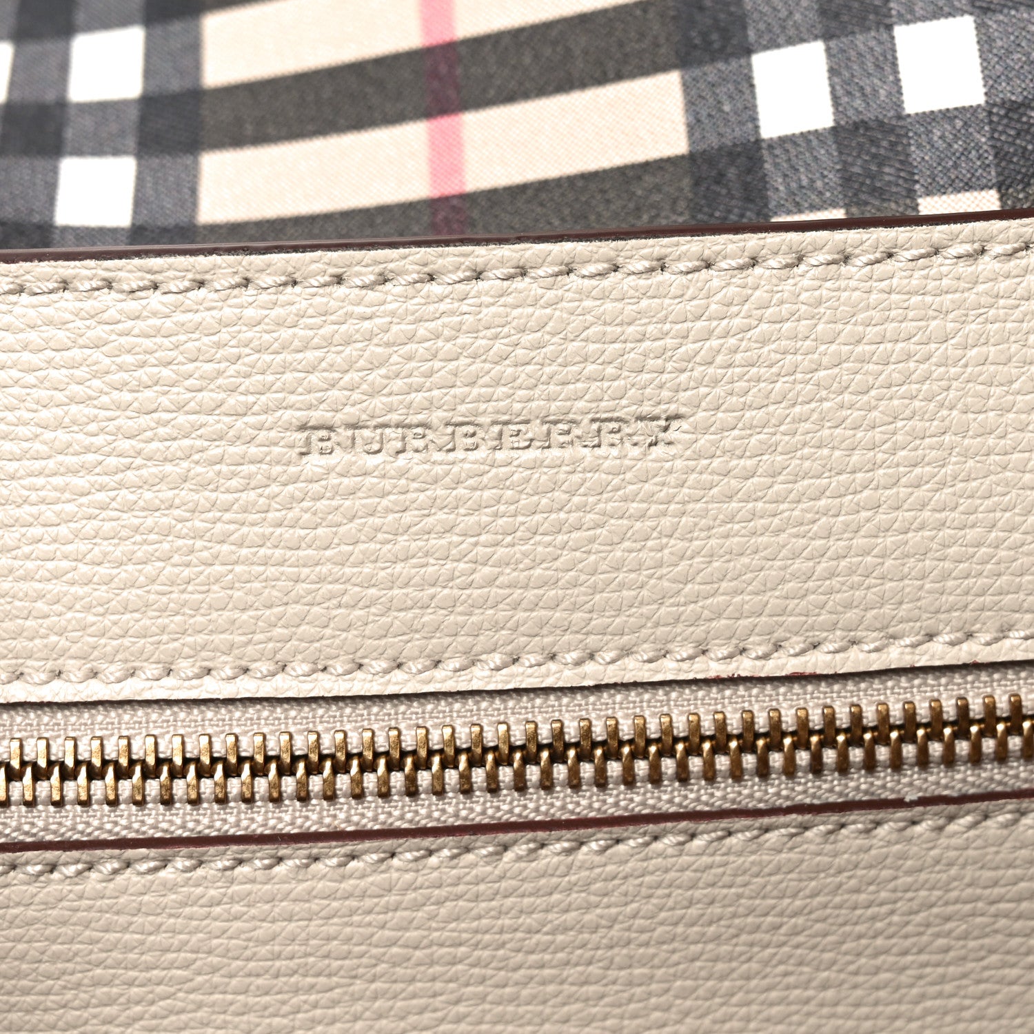 Burberry Calfskin Crest Embossed Small Tote Limestone 6 of 9