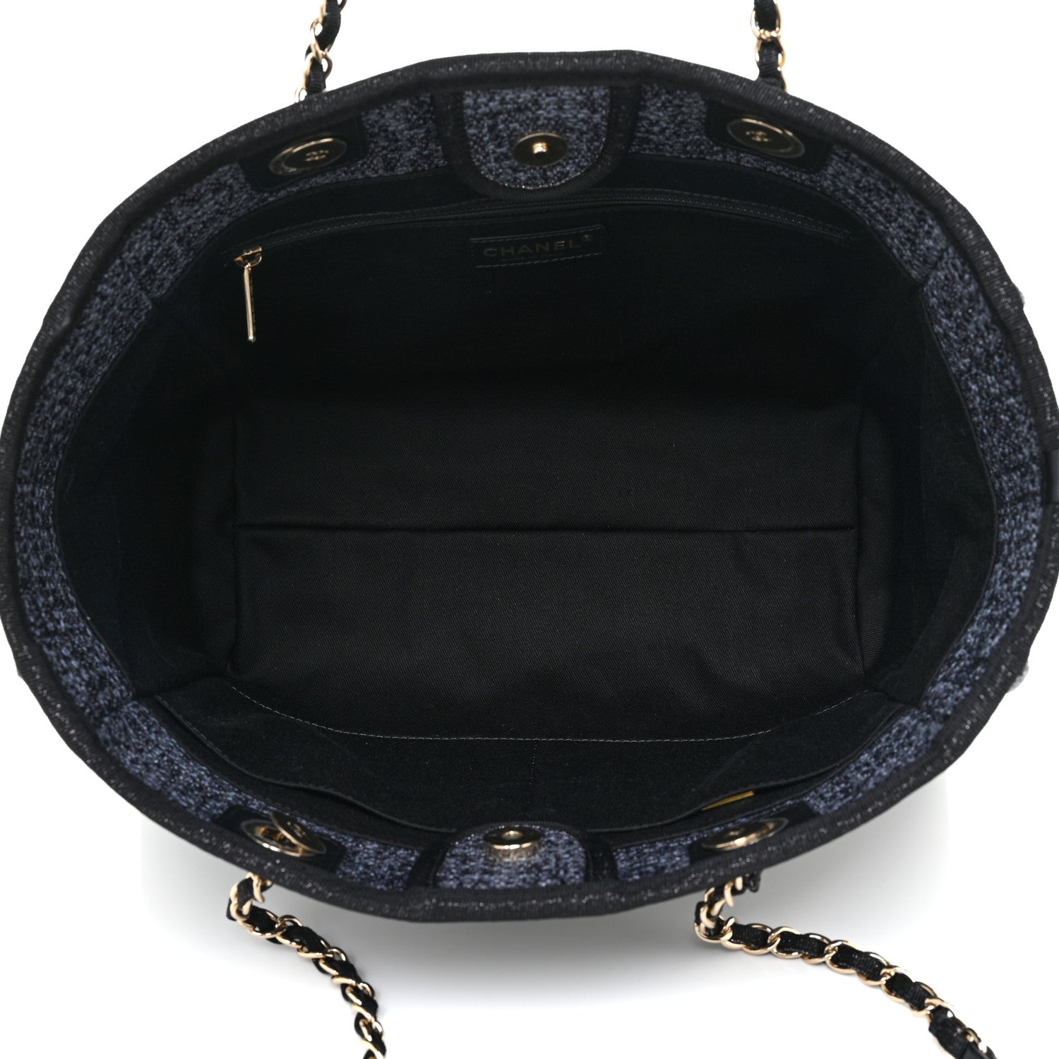 Chanel Lurex Boucle Small Deauville Tote Black 5 of 11