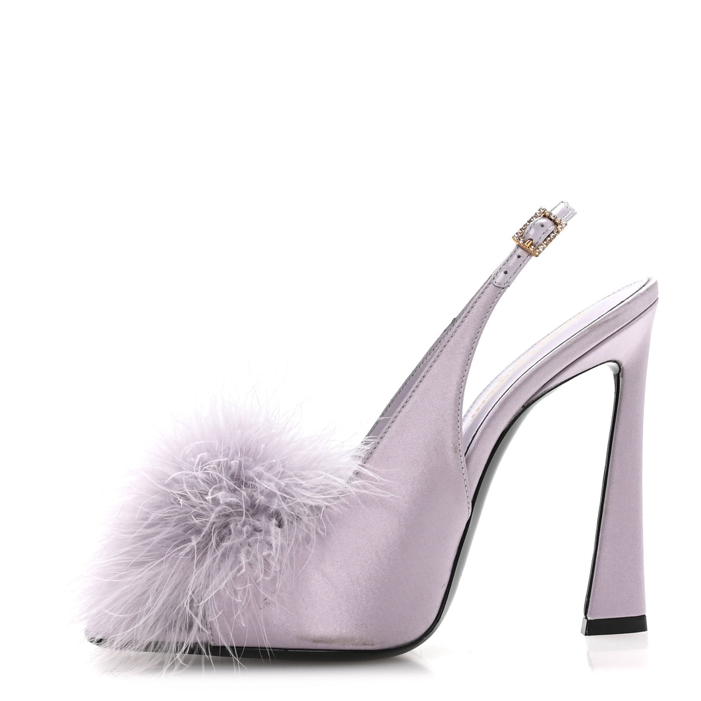 Crepe Satin Mae Feathered Sandals Slight 37.5 Poly Grey