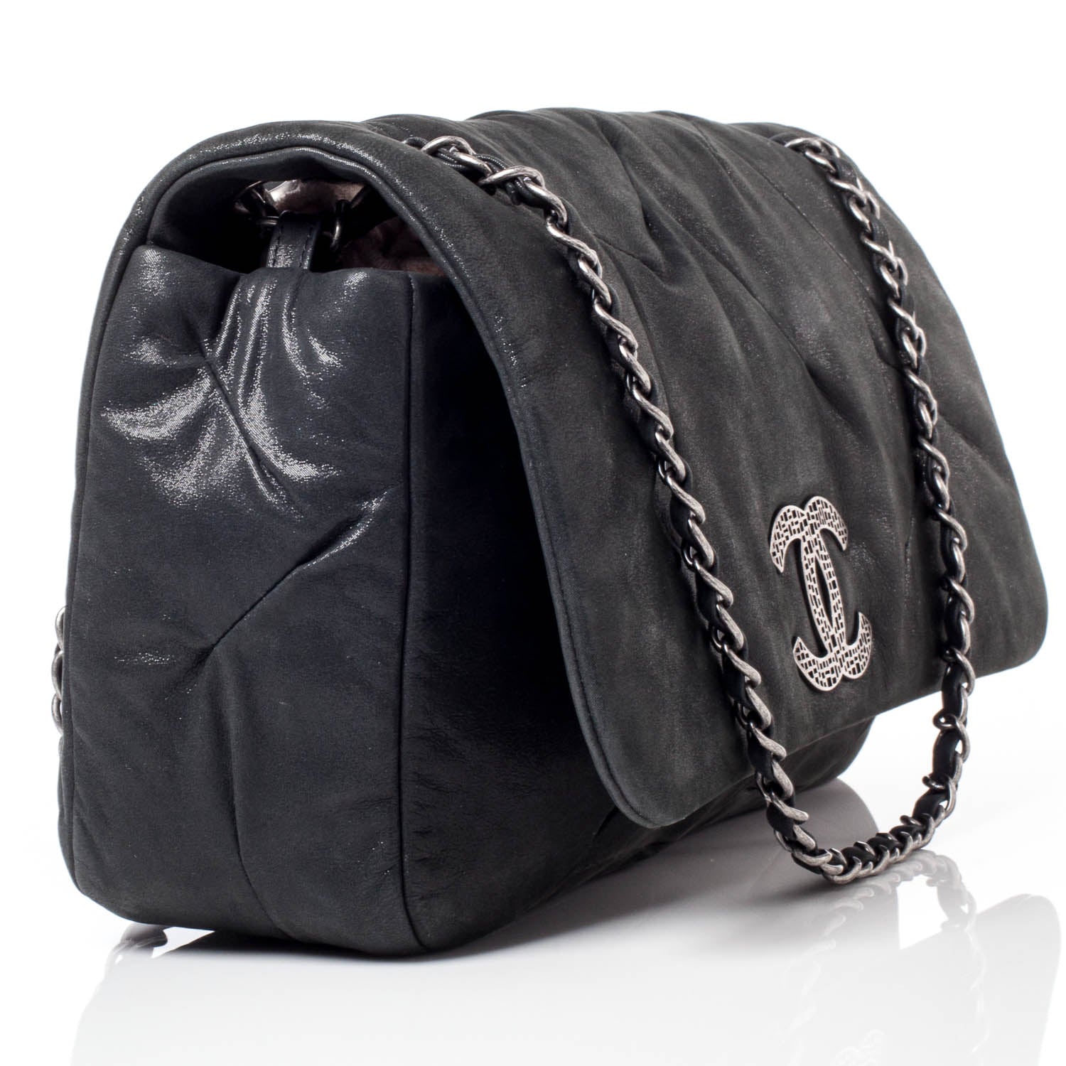 Chanel Iridescent Calfskin Glint Flap Black 3 of 10