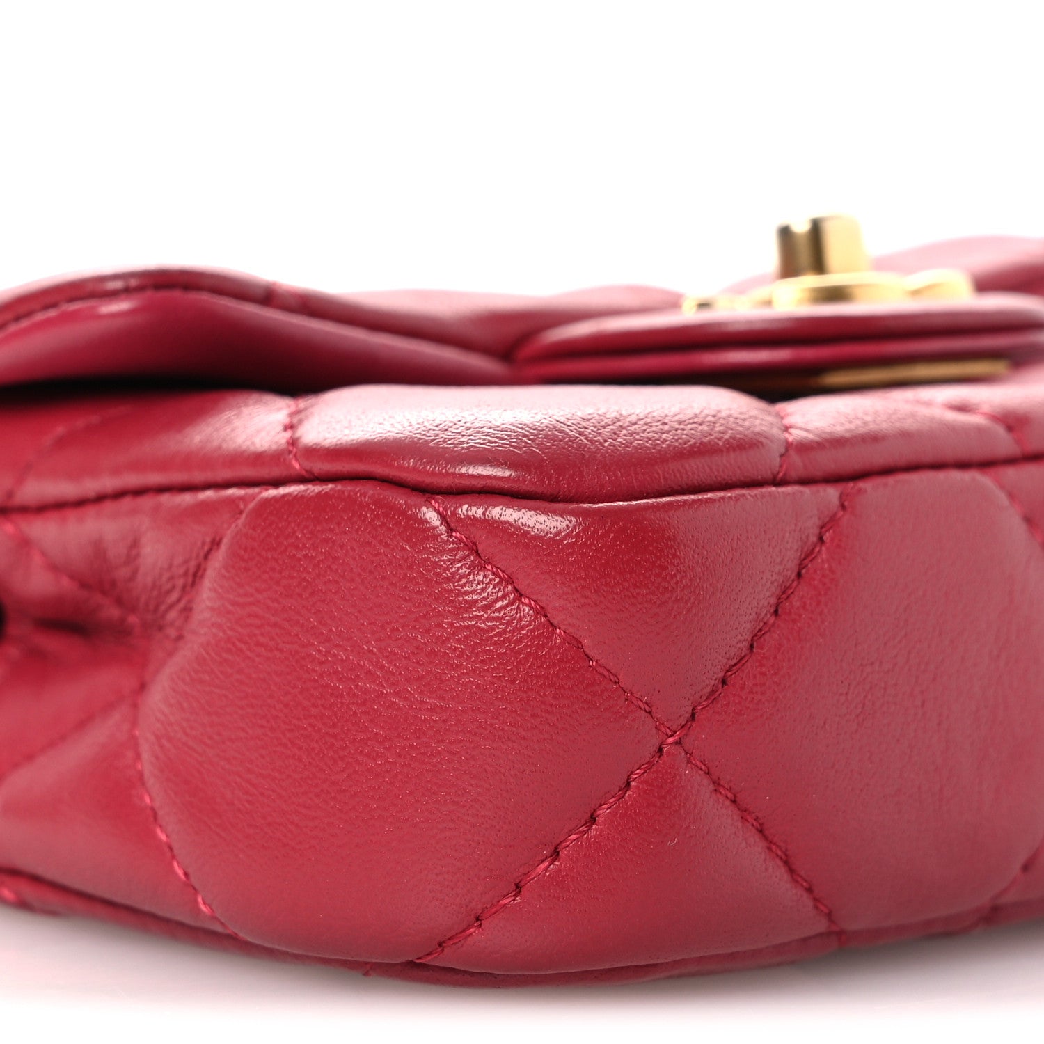 Chanel Calfskin Quilted Lady Handle Flap Card Holder With Chain Dark Pink 9 of 14