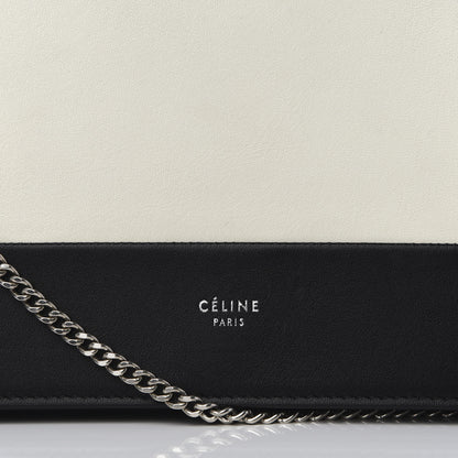 Celine Smooth Lambskin Frame Evening Chain Clutch Black White 8 of 8