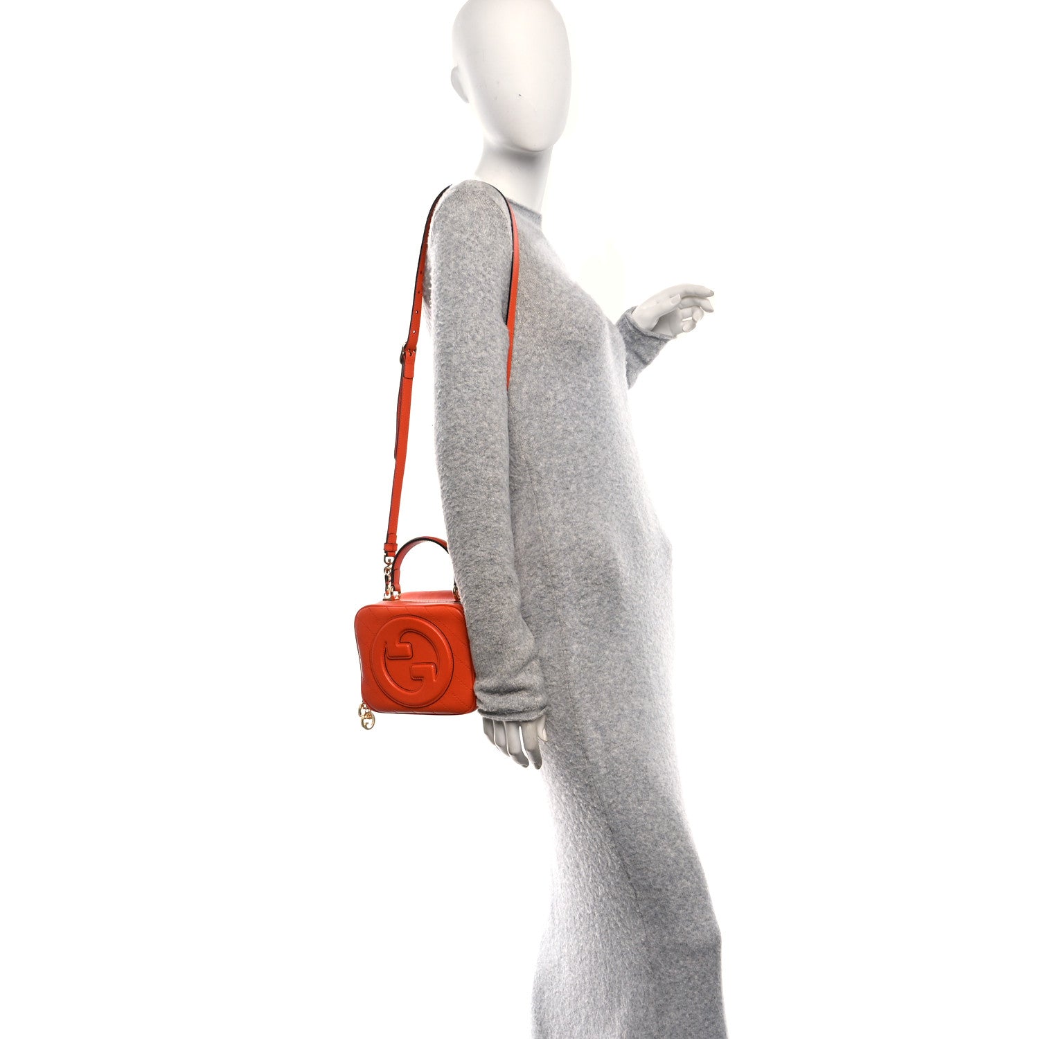Gucci Sakai Be Green Calfskin Diagonal Stitched Blondie Top Handle Bag Orange 2 of 11