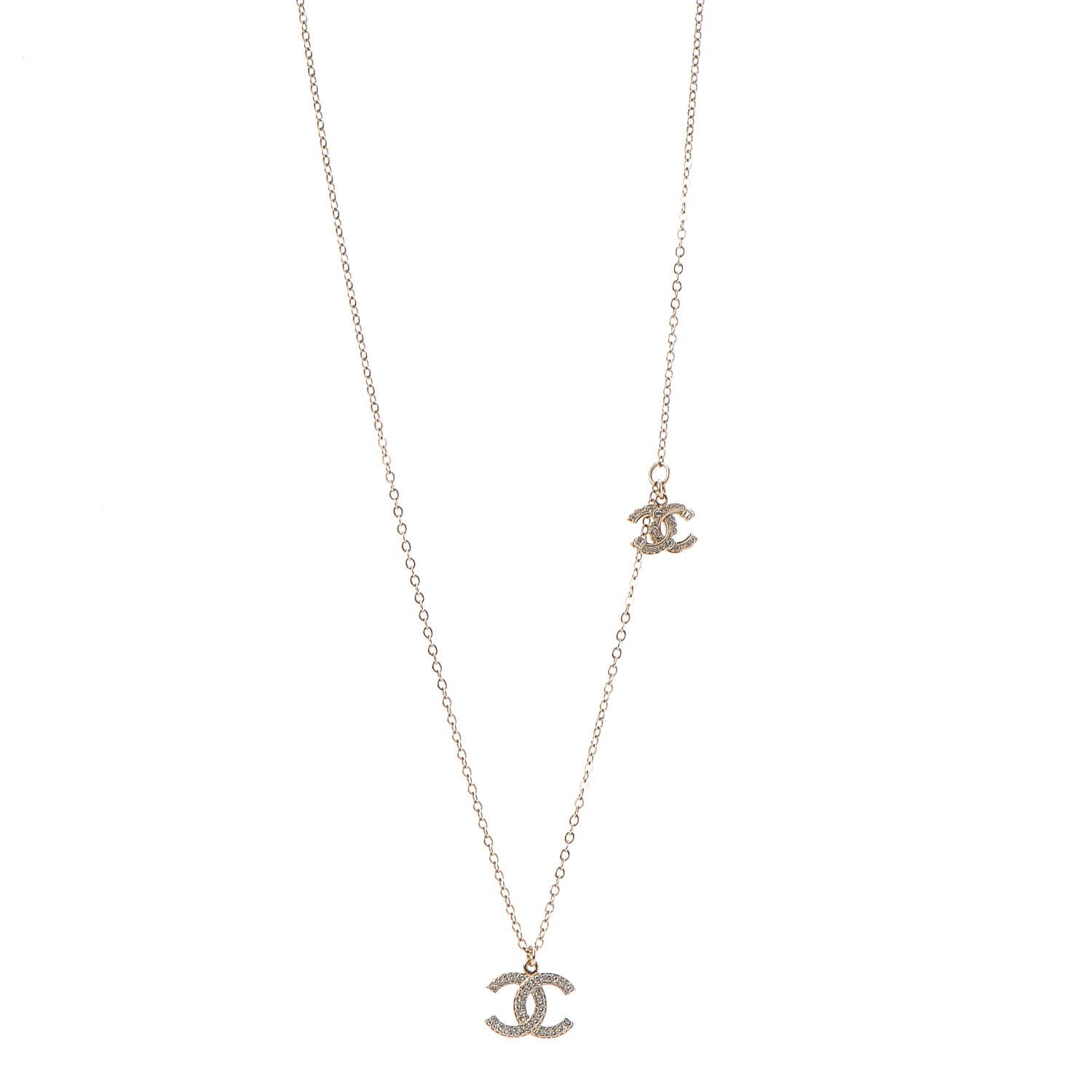 Chanel Crystal Pearl CC Lariat Necklace Gold 1 of 7