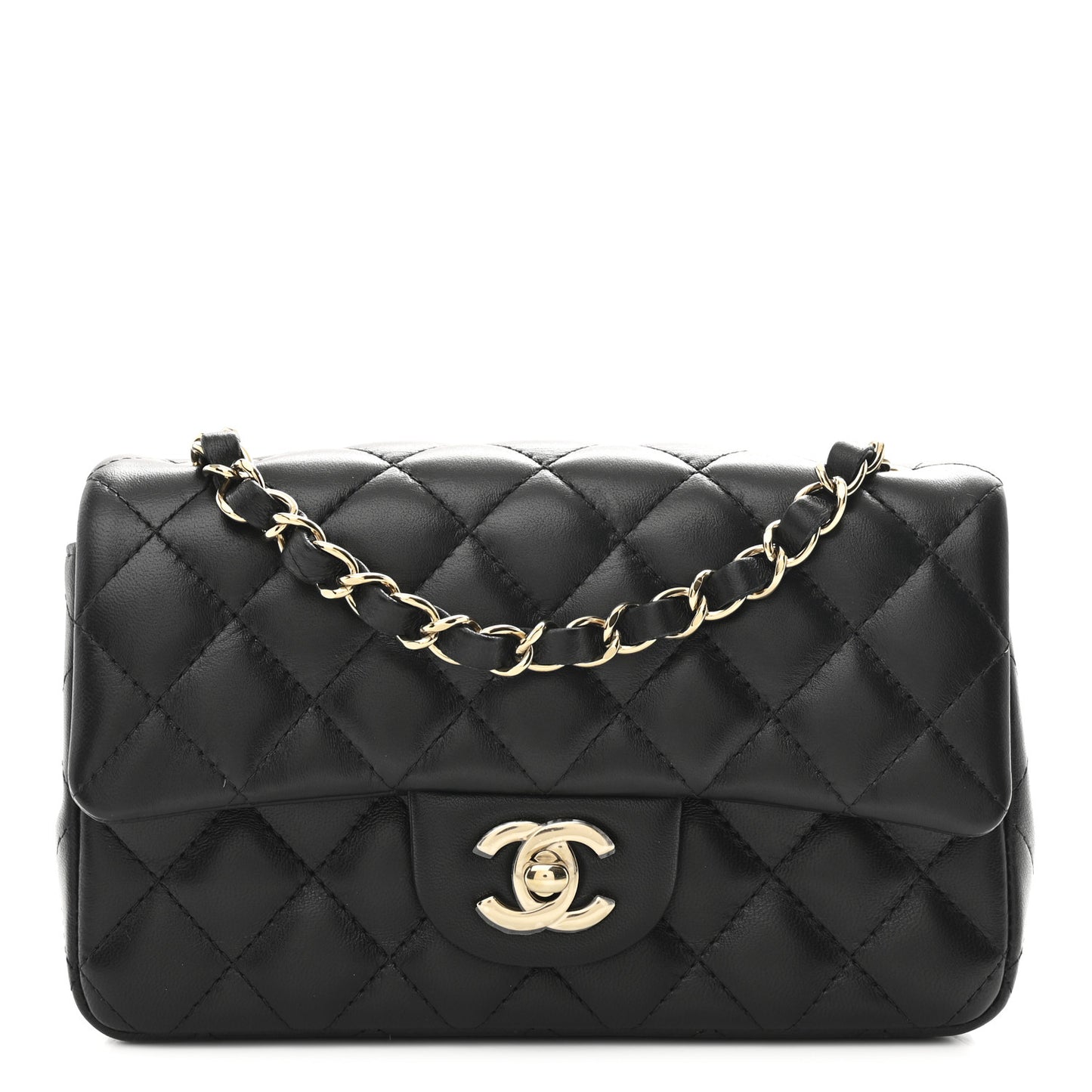 Lambskin Quilted Mini Rectangular Flap Black