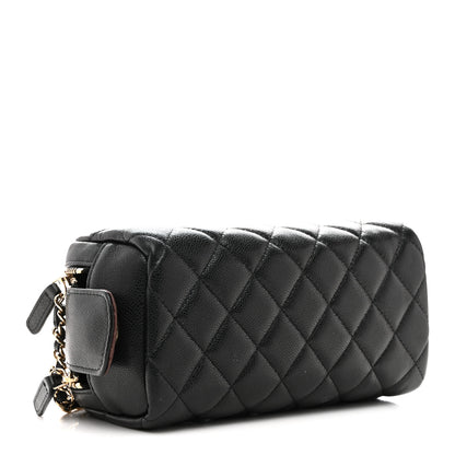 Chanel Caviar Quilted Toiletry Case With Chain Black 4 of 9