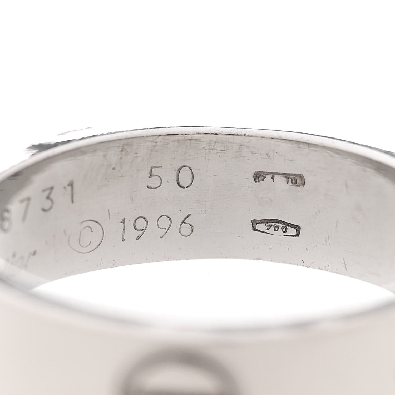 Cartier 18K White Gold 5.5mm LOVE Ring 56 7.5 5 of 5